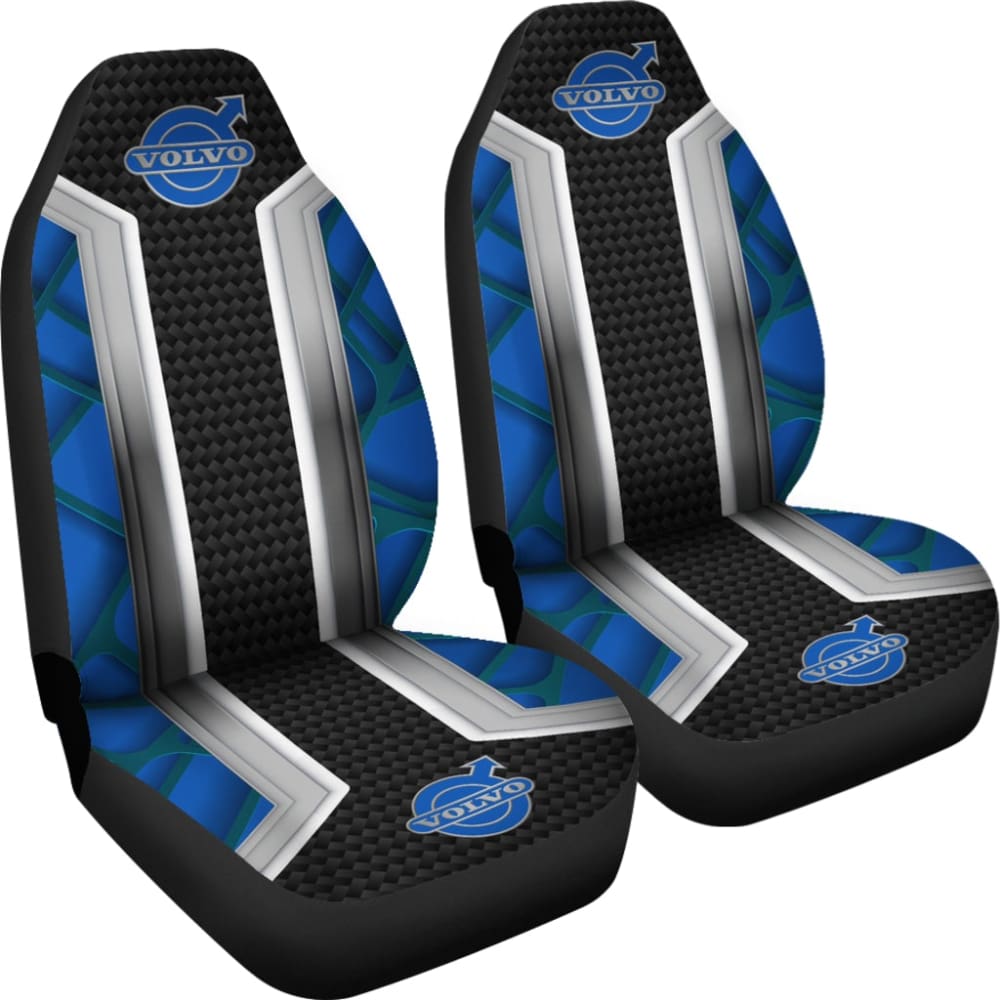 Premium Volvo Blue & Black Themed Printed Car Seat Covers - Universal Fit for Most Volvo Models - Perfect for Road Trips, Daily Commutes & Interior Protection (Model 210901)