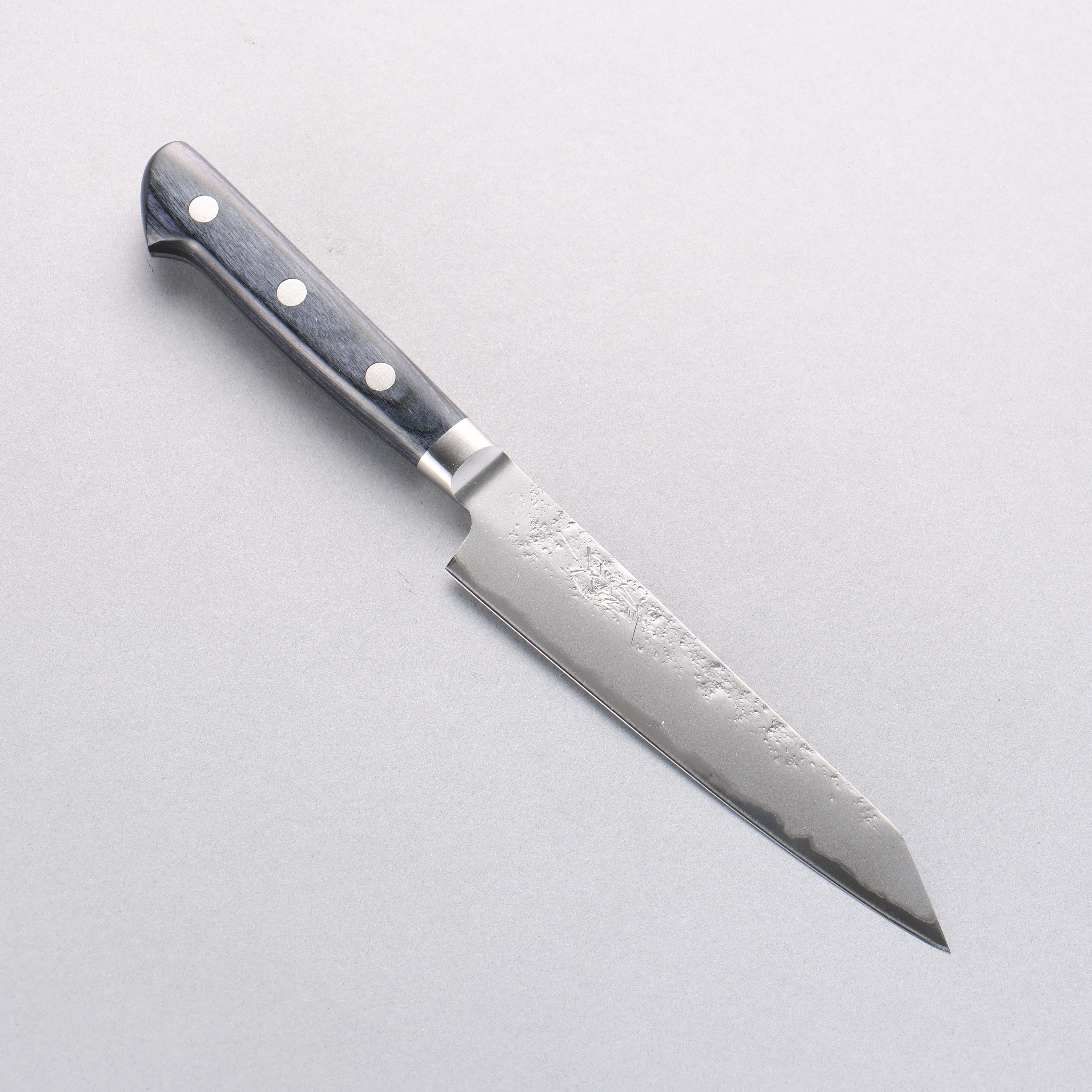 Premium Seisuke Blue Steel No.2 Nashiji Japanese Kiritsuke Santoku & Petty Knife Set - Navy Blue Pakkawood Handle - Professional Chef Knives for Sushi, Meat Cutting & Vegetable Preparation