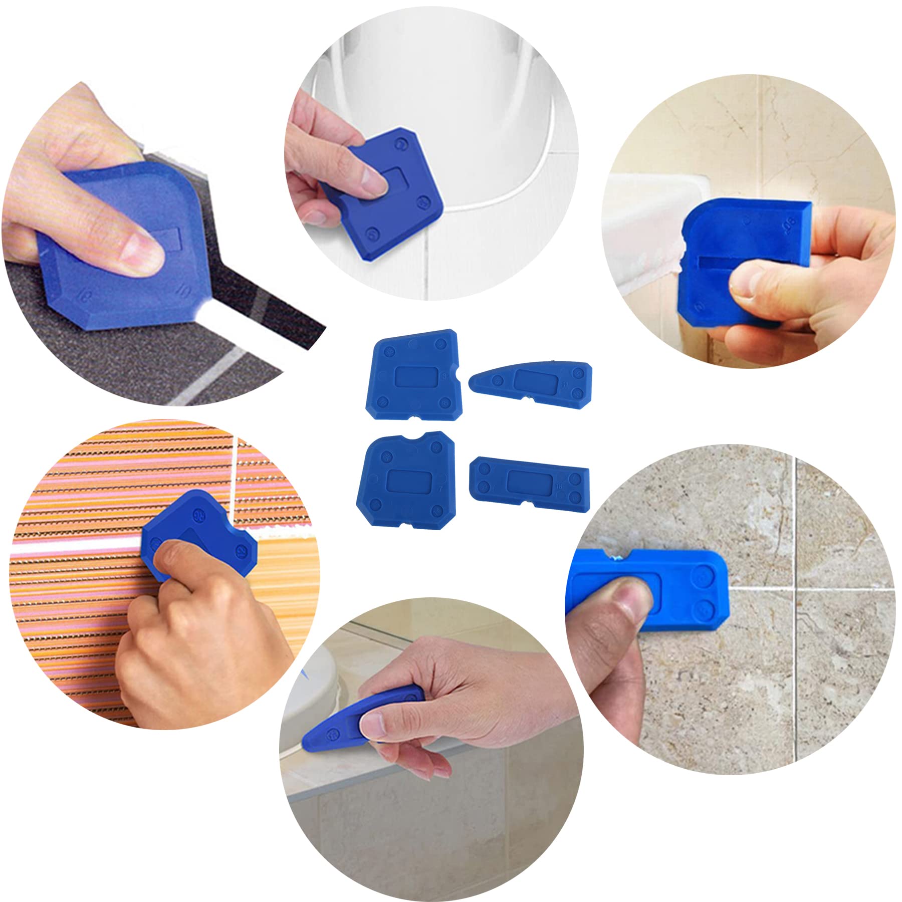 Grout Removal Tool Set - 4Pcs Angled Grout Scraper, Grout Saw Knife & Silicone Sealant Tools for Tile Cleaning - Professional DIY Home Renovation Kit for Bathroom, Kitchen & Floor Repair