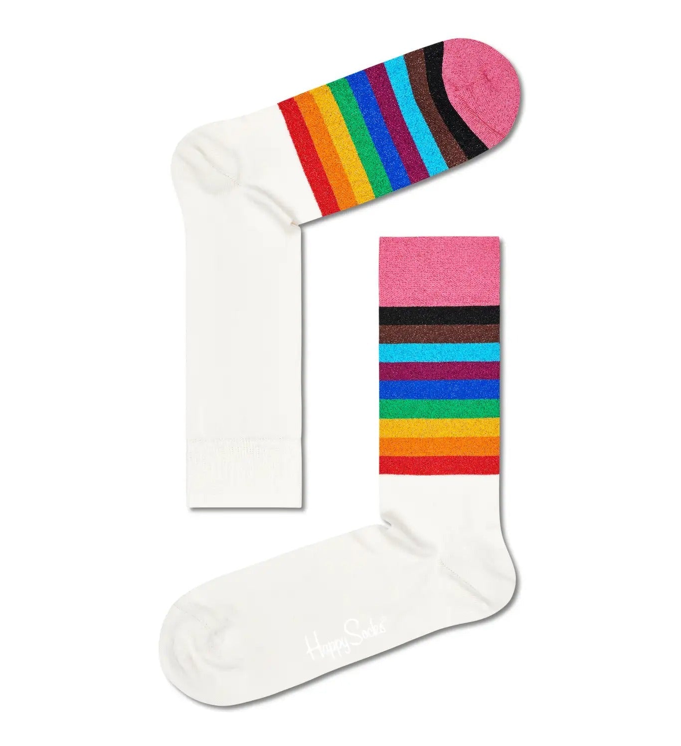 Happy Socks Pride Rainbow Socks - Colorful LGBTQ+ Support Socks for Men & Women - Perfect for Pride Month, Festivals & Everyday Wear