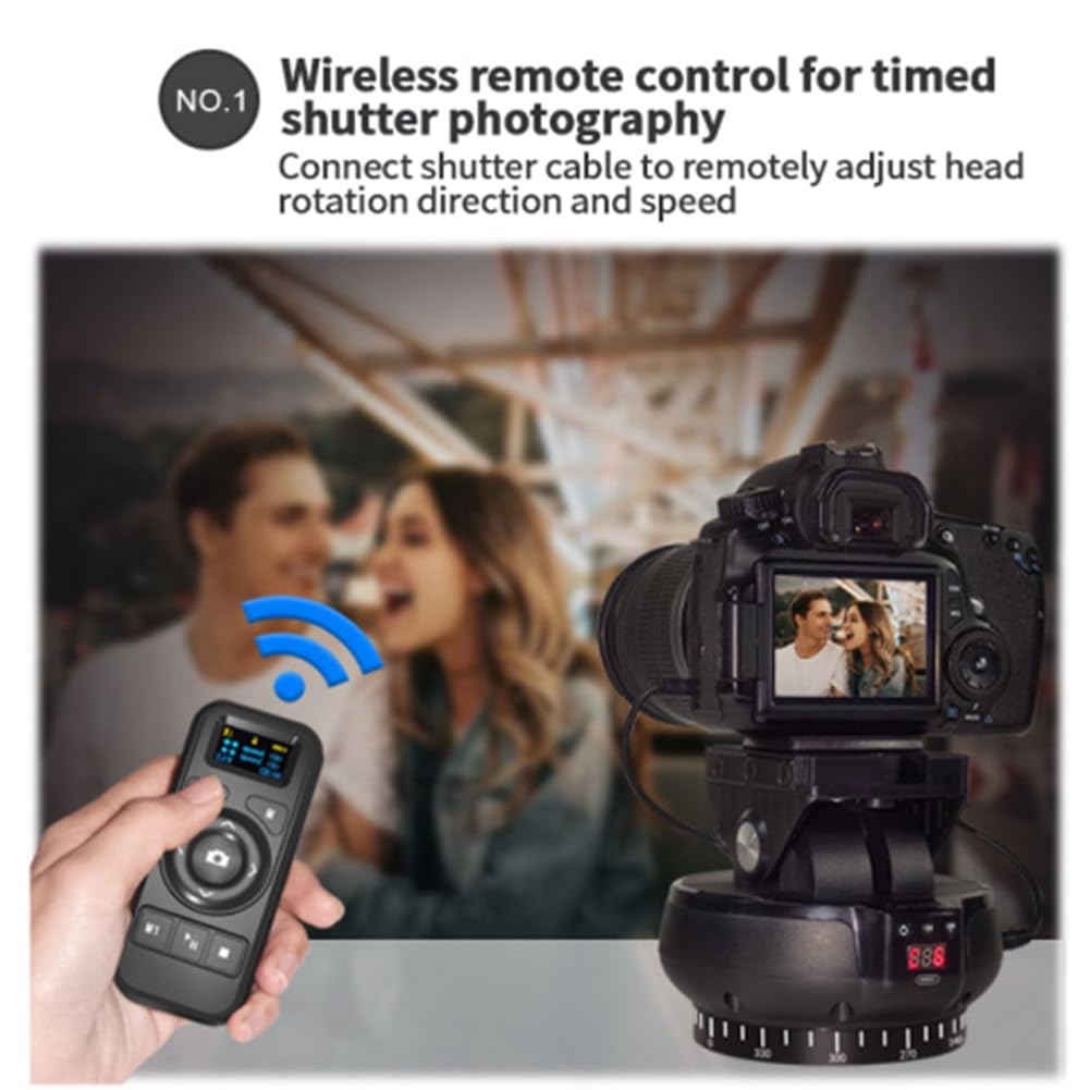 Rordigo YT-1200 Motorized Panoramic Tripod Head with Remote Control - 360° Rotation Pan Tilt for Smartphones & DSLR Cameras - Perfect for Vlogging, Live Streaming & Time-Lapse Photography