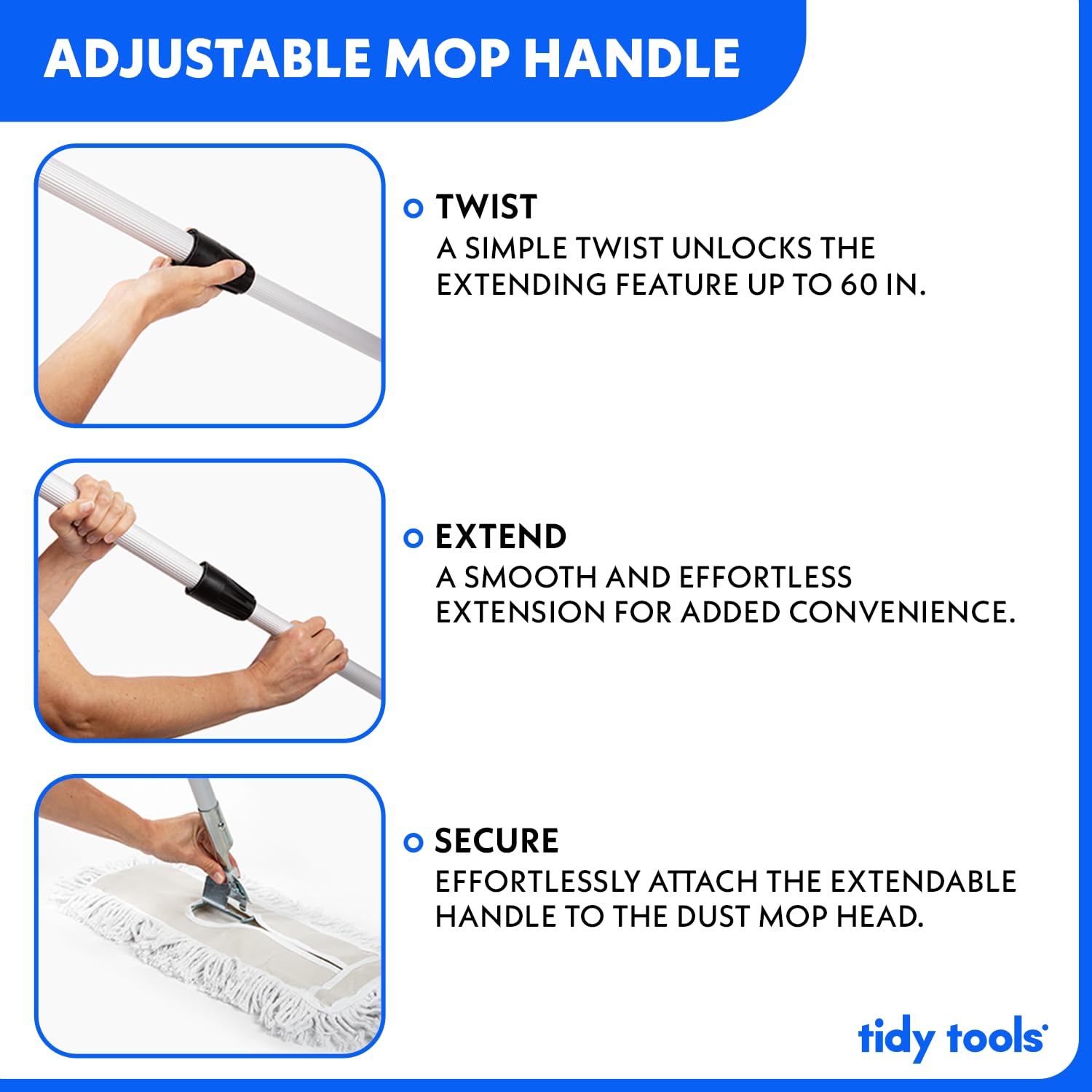 60 Inch Dust Mop with Extendable Metal Handle - 2 Mop Sets & 2 Refills Bundle for Hardwood Floors, Tile & Laminate - Long Reach Cleaning for Home, Office & Commercial Spaces