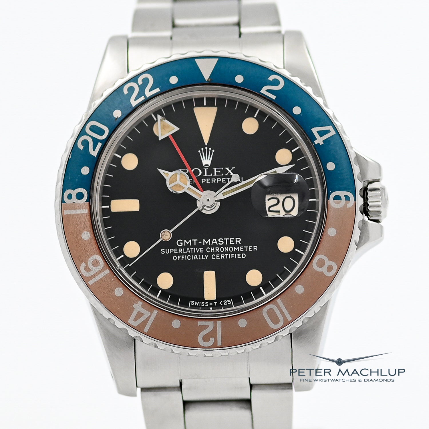 Vintage Rolex GMT-Master Pepsi 1675 Men's Watch - 1979 Model with Red & Blue Bezel - Perfect for Travelers, Collectors & Luxury Watch Enthusiasts