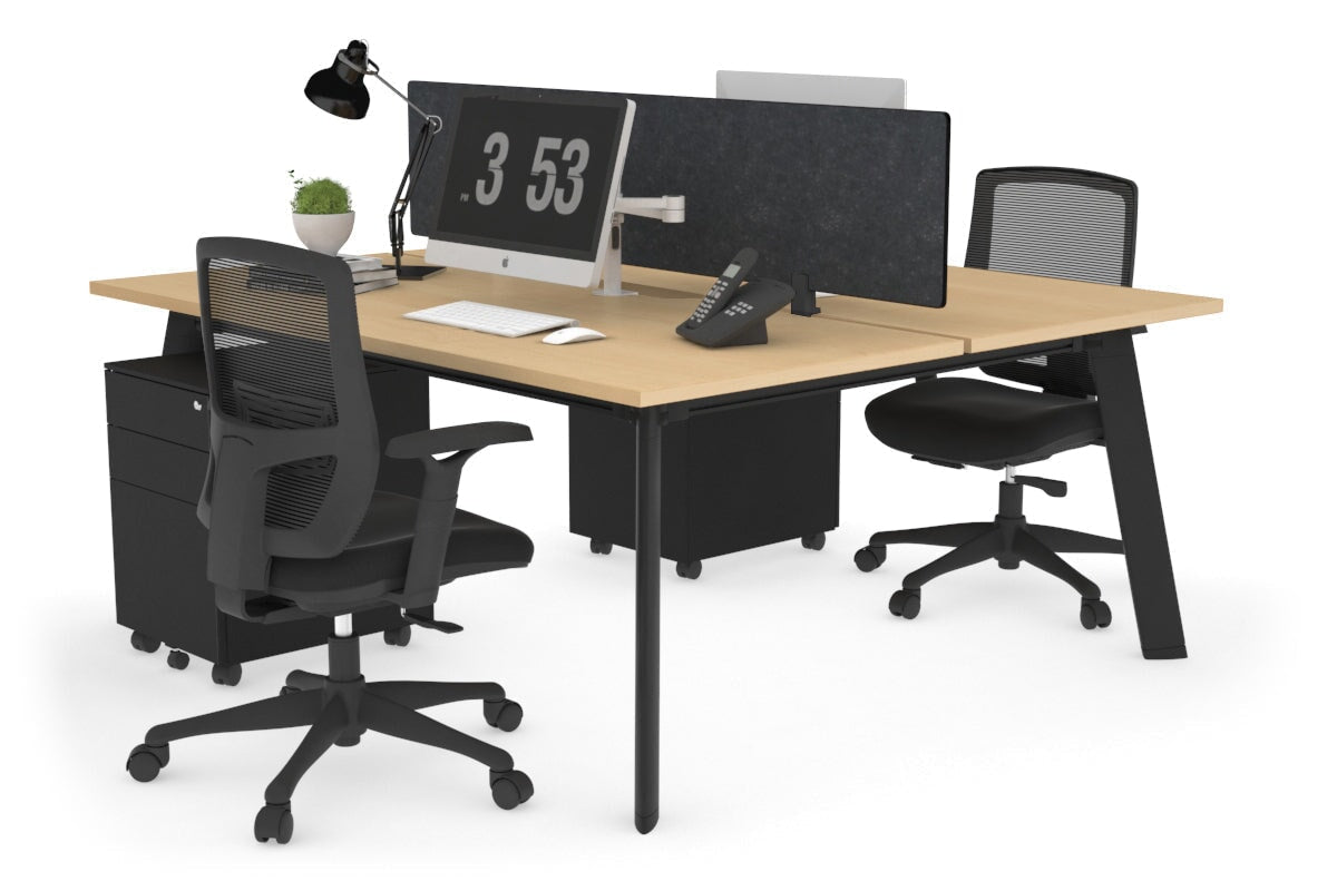 2 Person Workstation Black Frame - 1800L x 800W with Cable Management | Dual Desk for Office & Home Workspace | Perfect for Team Collaboration & Remote Work