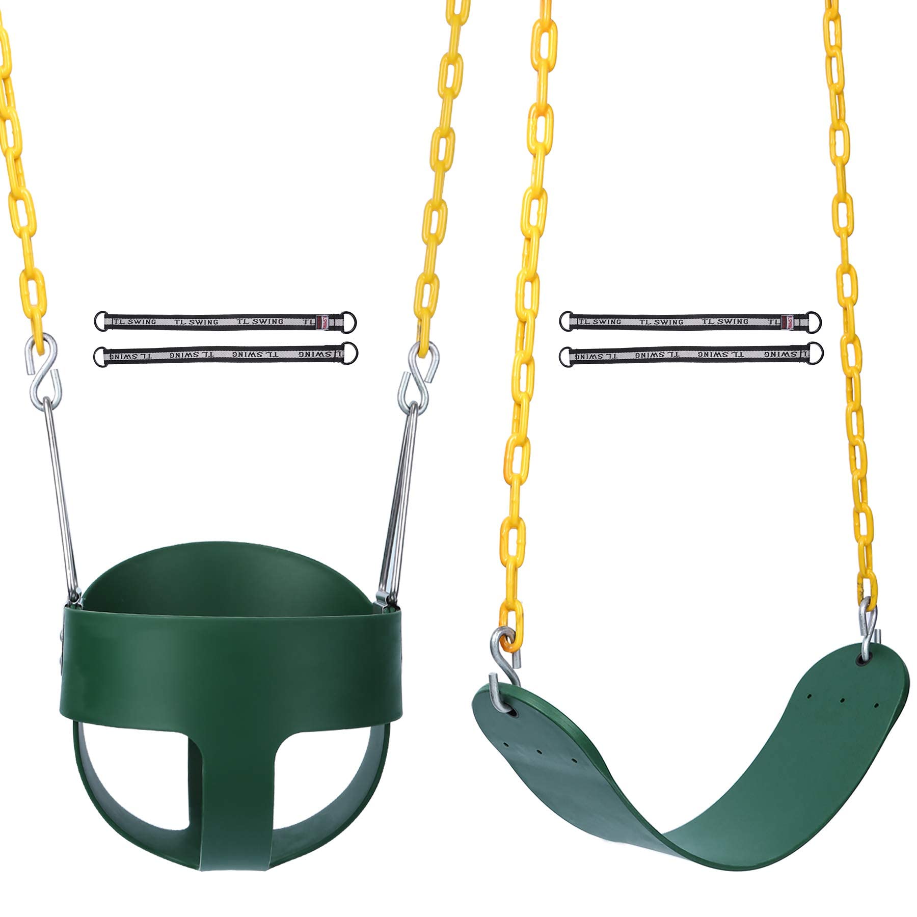 RedSwing High Back Full Bucket Swing Set with Heavy Duty Seat, Triangle & Chain Dips - Includes Tree Straps for Outdoor Playground, Backyard & Garden Fun