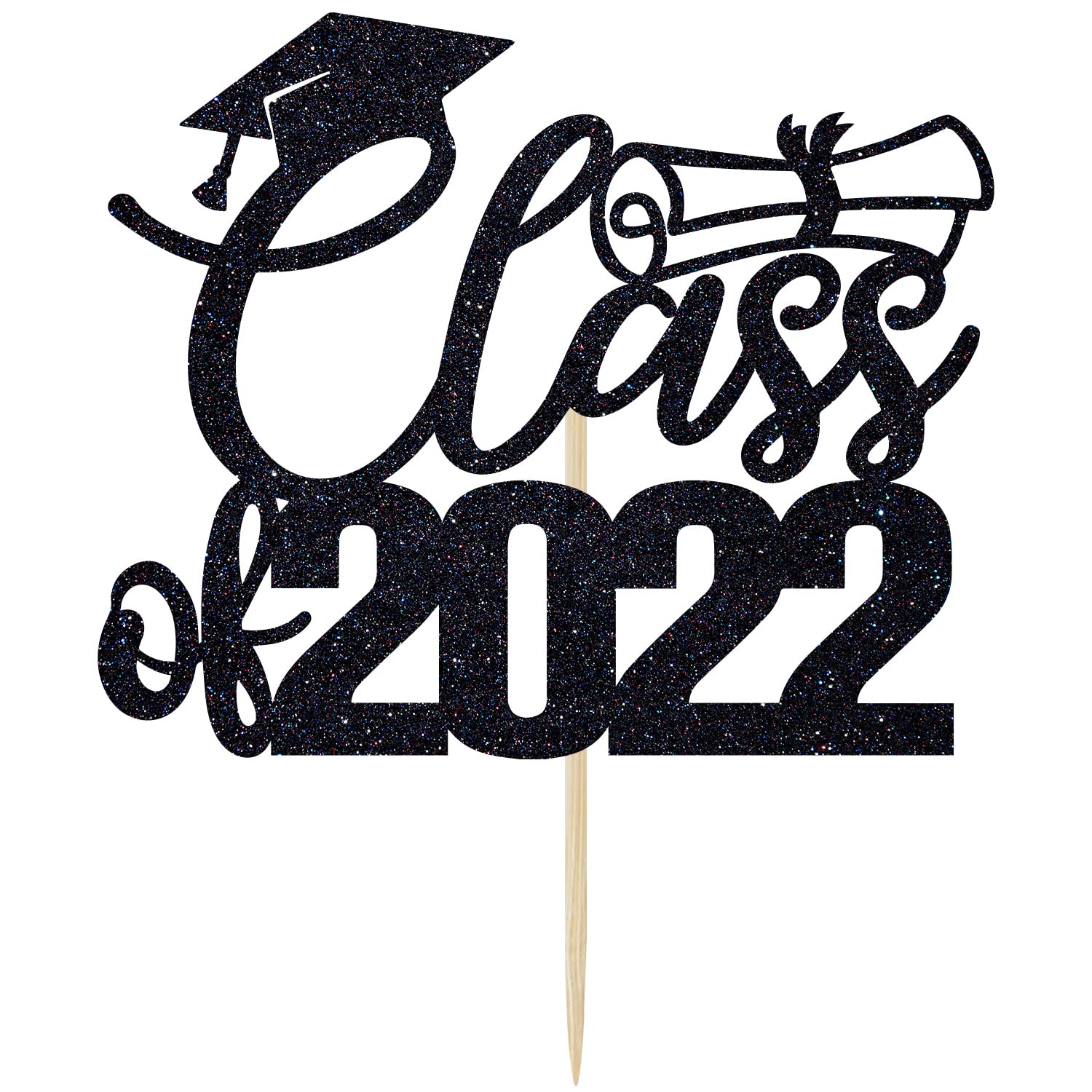 2022 Graduation Cake Topper - Happy Graduation Party Decor for College Grads, Congrats Grad Cake Topper (Black) | Perfect for Graduation Cakes, Cupcakes & Dessert Tables