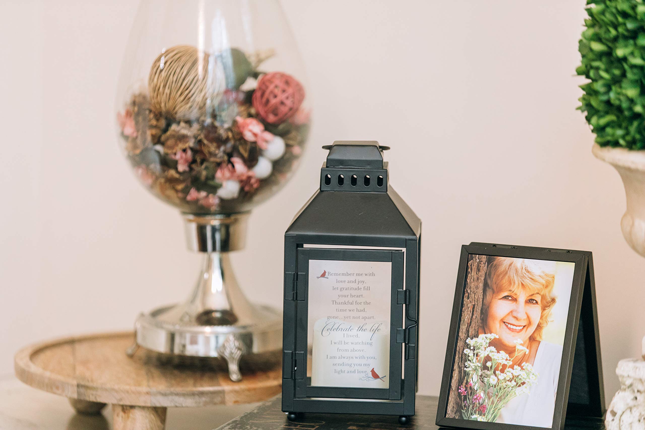 Memorial Lantern Wind Chime with Photo Frame - Thoughtful Sympathy Gift for Loss of Loved Ones | Funeral Memorial, Graveside Decoration & Home Remembrance