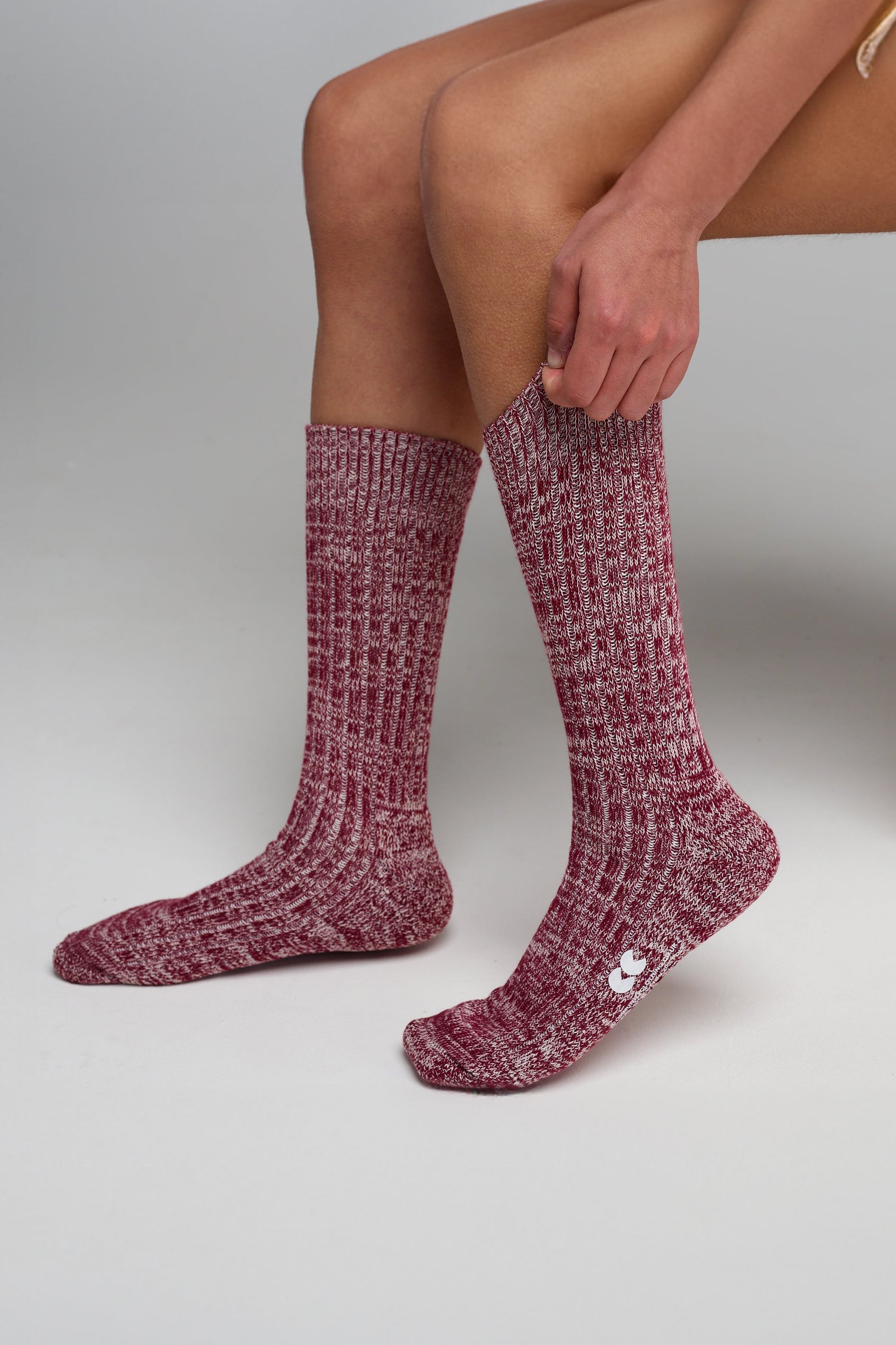 Breathable Cushioned Cotton Walking Socks for Men & Women - Comfortable Arch Support, Moisture-Wicking (Port/White) - Perfect for Hiking, Travel & Everyday Wear