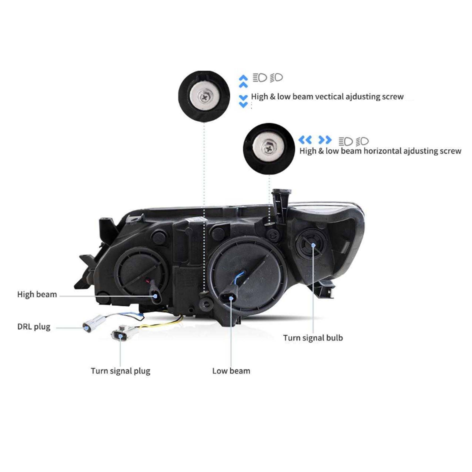 VLAND LED Projector Headlights for Toyota Camry 2012-2014 - Plug & Play LED DRL with Halogen High Beam - Upgrade Your Night Driving Safety & Style