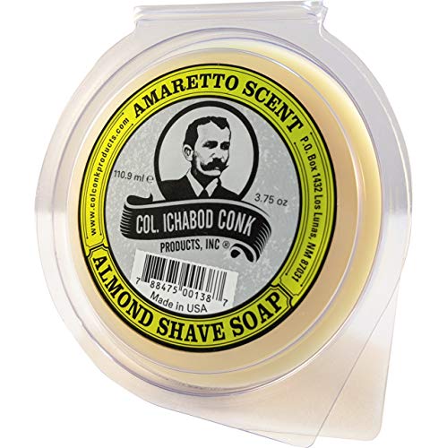 Col. Conk Almond Shaving Soap - 3.75oz Large Bar for Men's Wet Shaving - Perfect for Sensitive Skin & Close Shaves at Home or Travel
