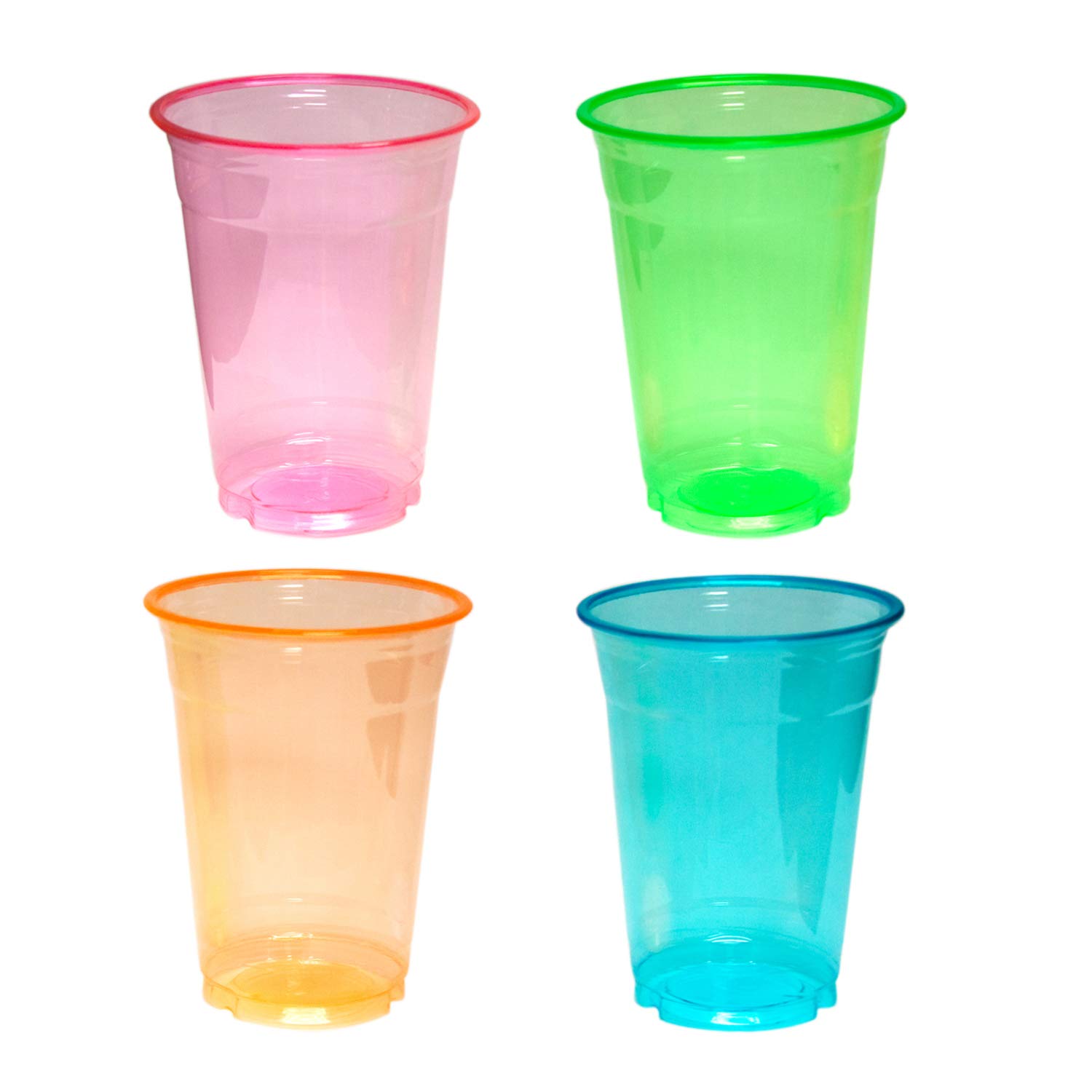**Neon Party Cups 16 oz (Pack of 640) - Soft Plastic Pint Glasses for Parties, Events & Outdoor Gatherings - Assorted Bright Colors**