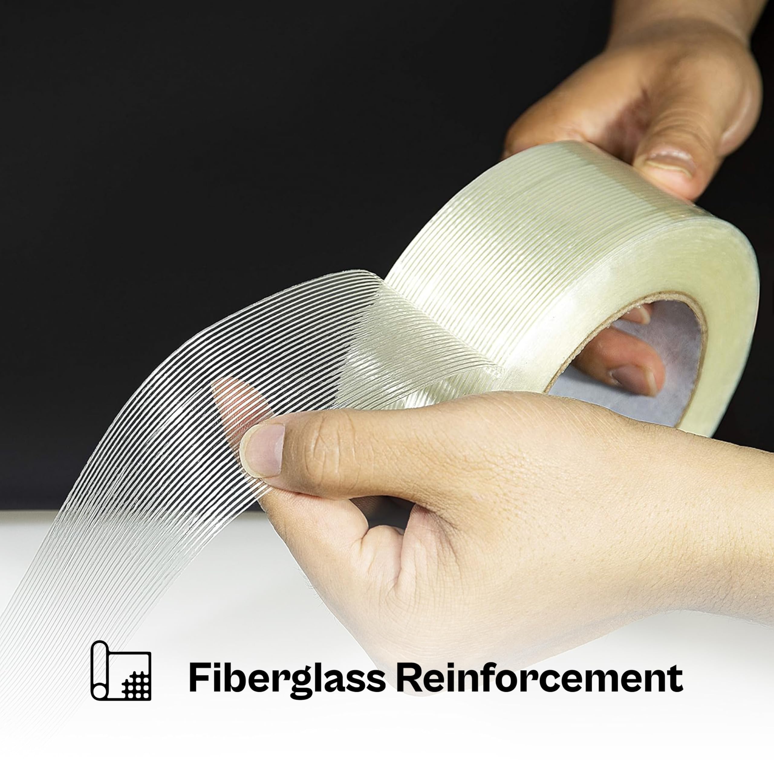 PSBM Filament Reinforced Tape - 3/8 Inch x 60 Yards, 96 Pack Clear Fiberglass Strapping Tape for Shipping, Packaging & DIY Projects | Heavy Duty Adhesive for Box Sealing & Home Repairs