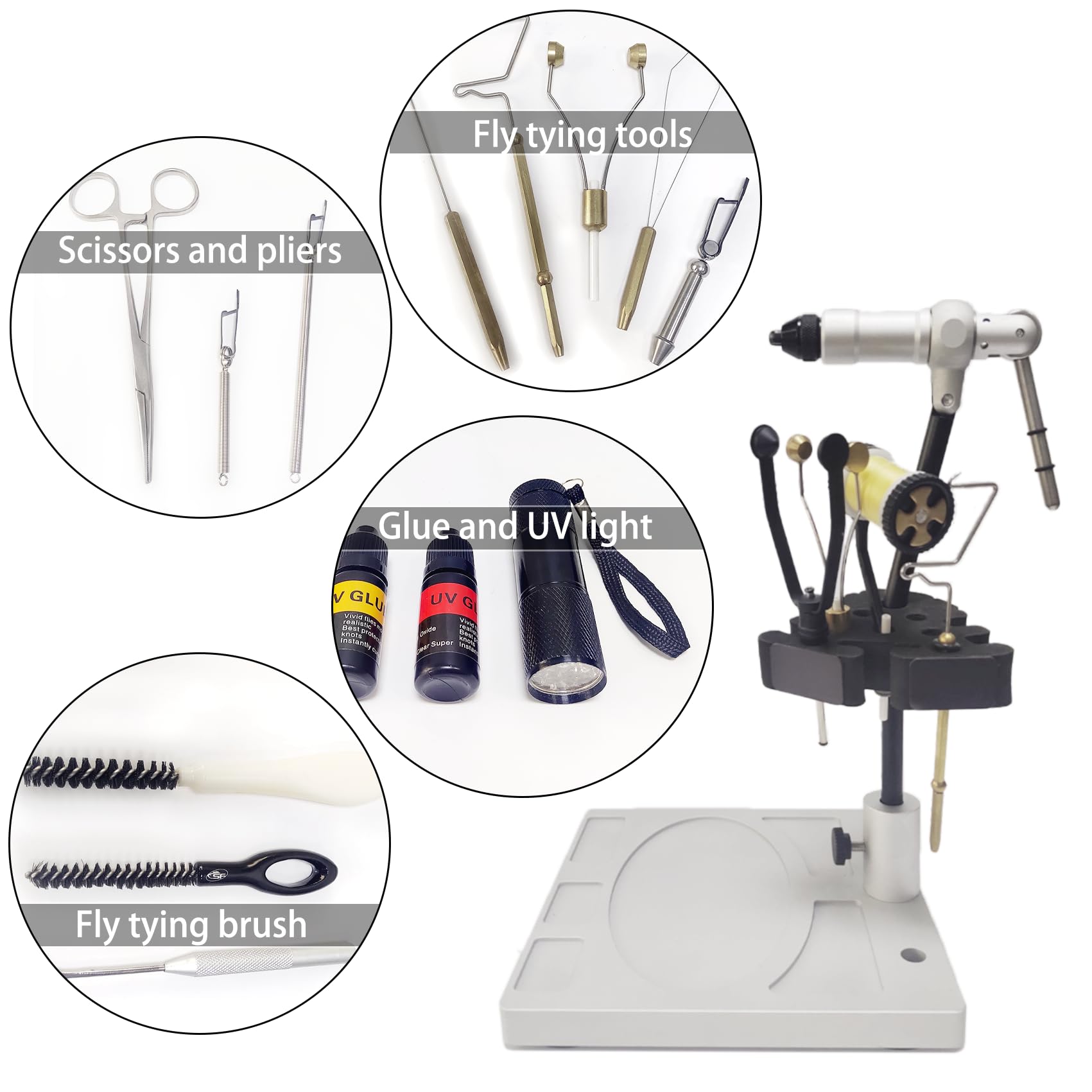 Black & Gray Fly Tying Desktop Storage Rack - High Density Foam Tool Holder & Organizer for Fishing Pliers, Fly Tying Tools - Perfect for Fly Tying Workstation, Fishing Gear Storage, and Craft Organization
