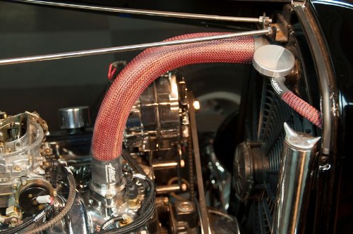 Black Carbon Fiber Radiator Hose Cover Kit - Heat Resistant Upper & Lower Hose Protector with Black Heat Shrink Tubing | Perfect for Car Engine Bay Customization & Performance Upgrade