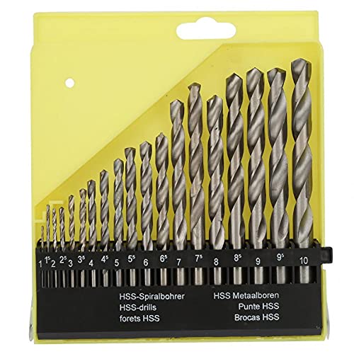 19pcs HSS High Speed Steel Twist Drill Bit Set (1-10mm) - Woodworking & Metalworking Drill Bits with Storage Case - Perfect for DIY Projects, Home Repairs & Professional Use