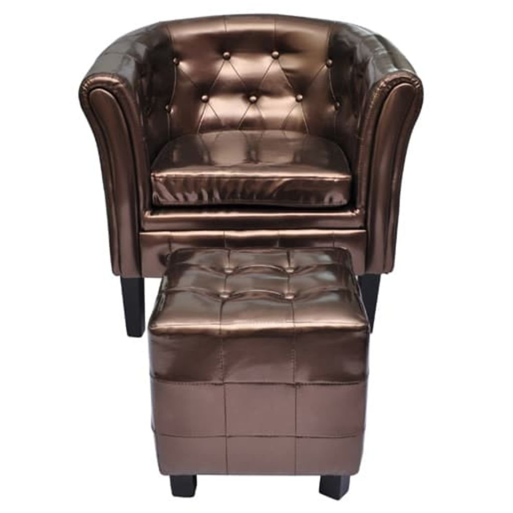 H.BETTER Faux Leather Tub Chair with Footstool - 27.4