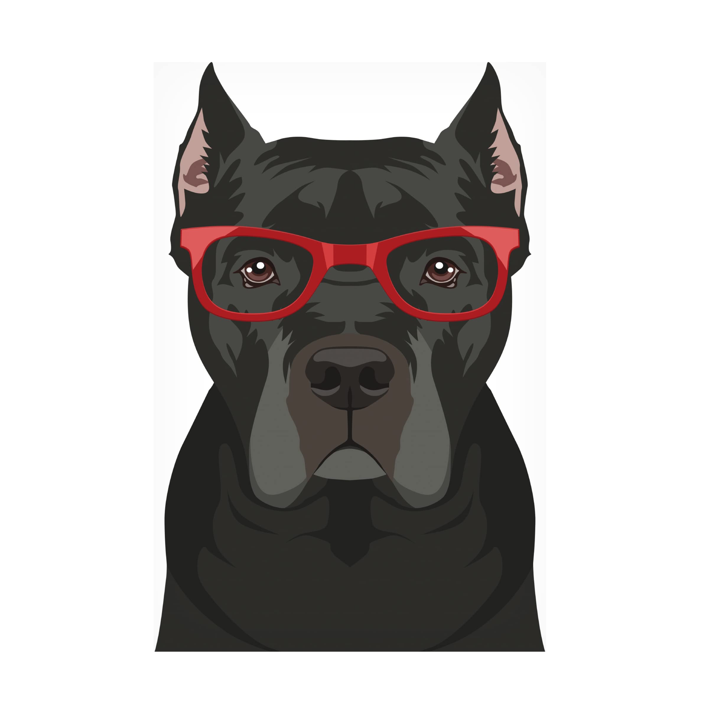Trademark Fine Art 'Cane Corso Wearing Hipster Glasses' Canvas Wall Art Print - Modern Dog Portrait for Living Room, Bedroom & Office Decor