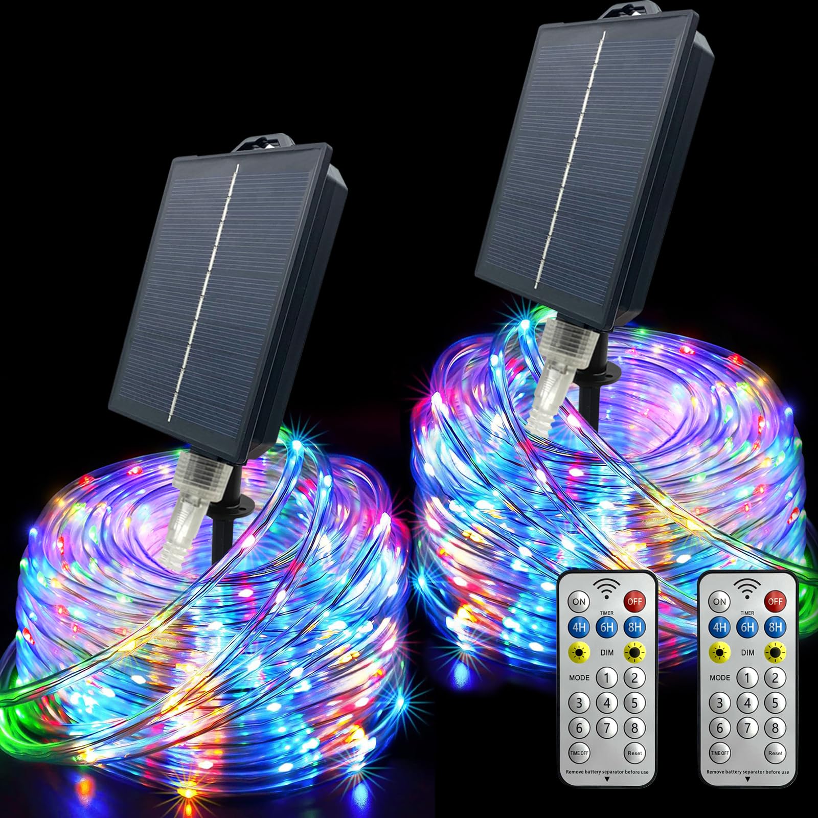 Solar String Lights Outdoor, 132Ft(66Ftx2 Pack) 400LED Waterproof Rope Lights, Color Changing Solar Powered Fairy Lights with Remote - Perfect for Christmas, Garden, Wedding, Patio, Backyard, Party Decor
