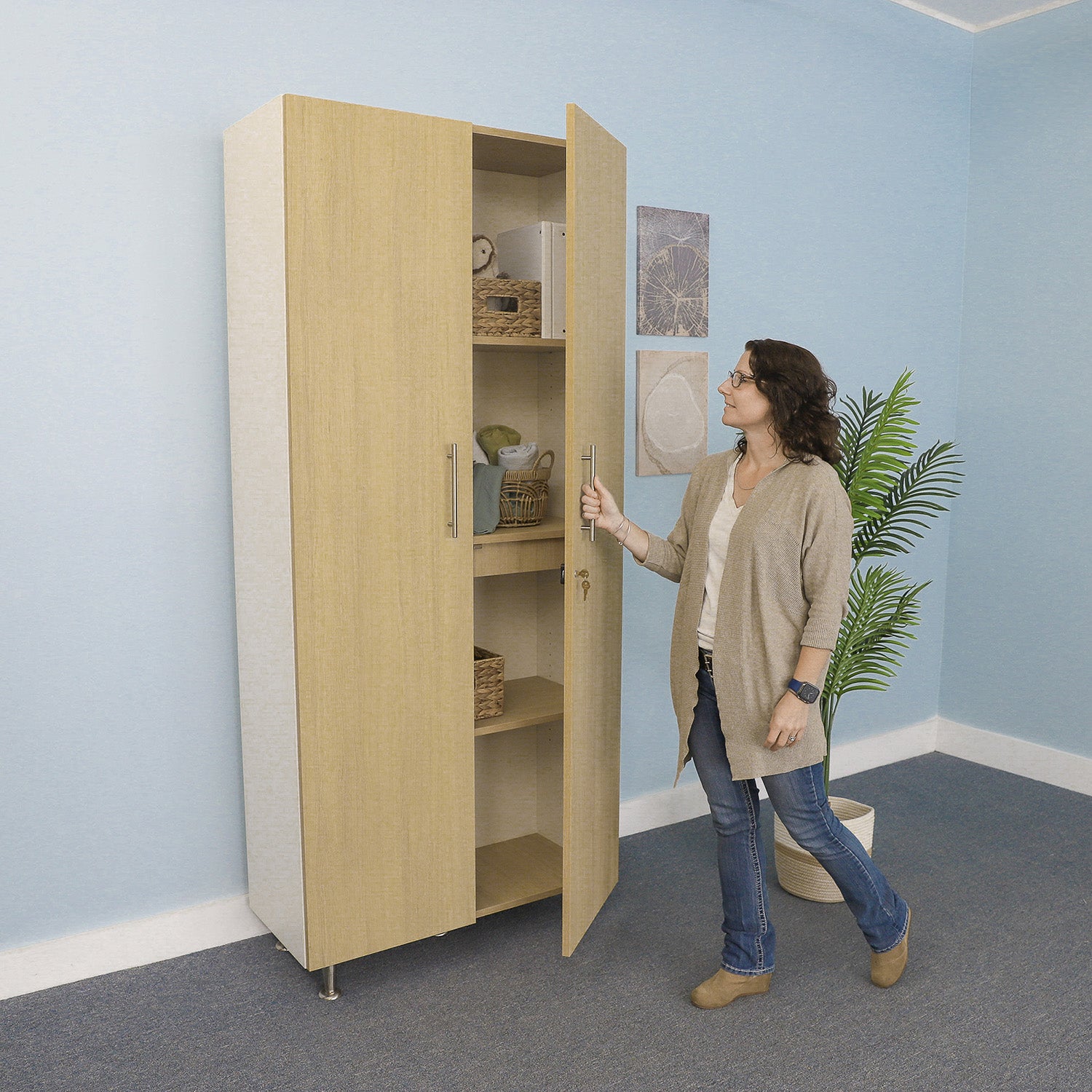 Elevated™ Tall and Wide Storage Cabinet WB1956 - Perfect for Living Room, Bedroom, and Office Organization