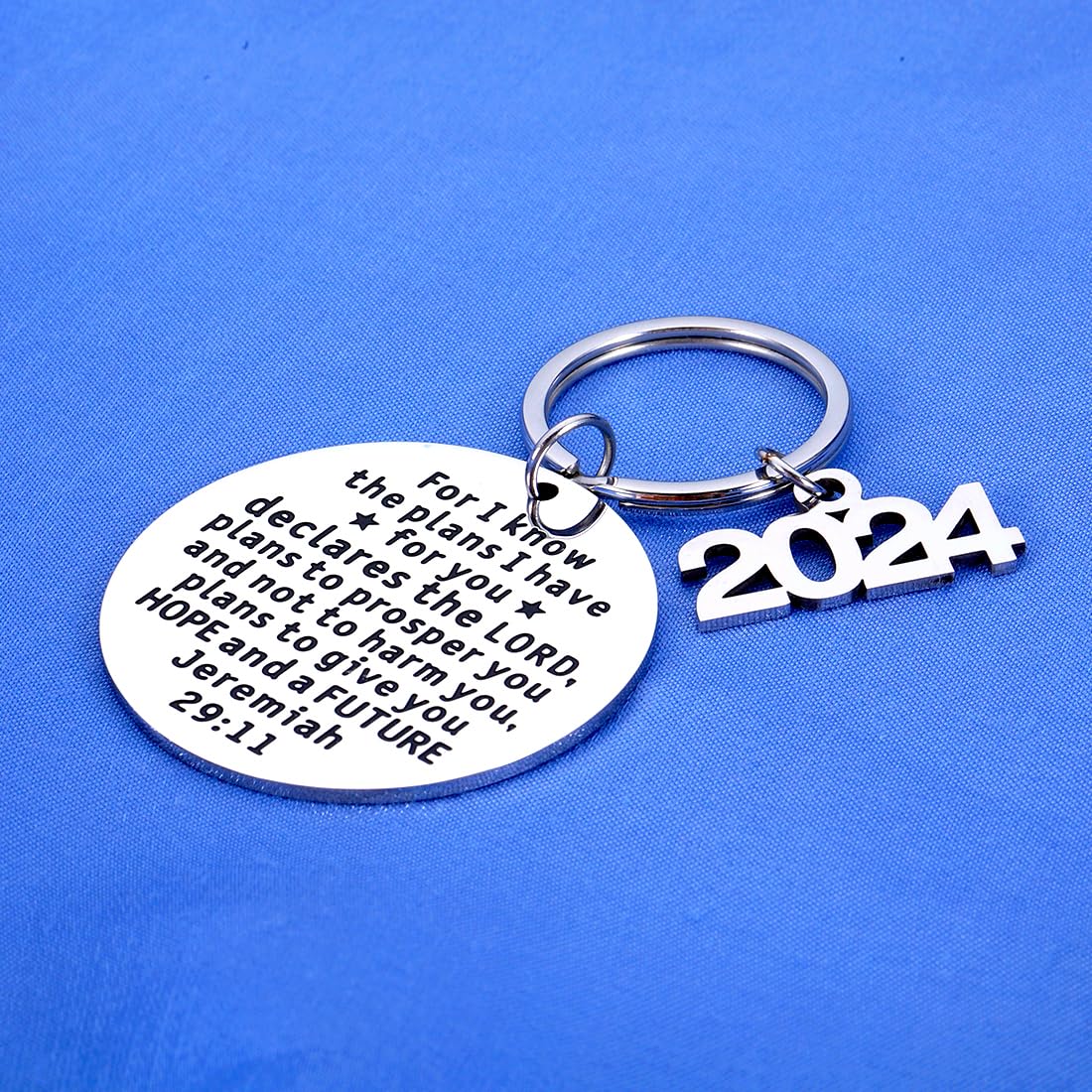2024 Graduation Keychain for Women & Men - Inspirational Bible Verse Gift for College, High School, Medical Graduates - Perfect for Students, Nurses, Friends, Daughter & Son - Ideal for Commencement, Congratulations & Daily Motivation