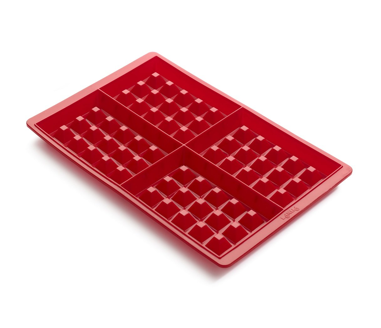 Lekue Silicone Waffle Mold Set of 2 - Non-Stick Red Waffle Maker for Perfect Homemade Breakfast - Ideal for Pancakes, Muffins & Baking (Model #)