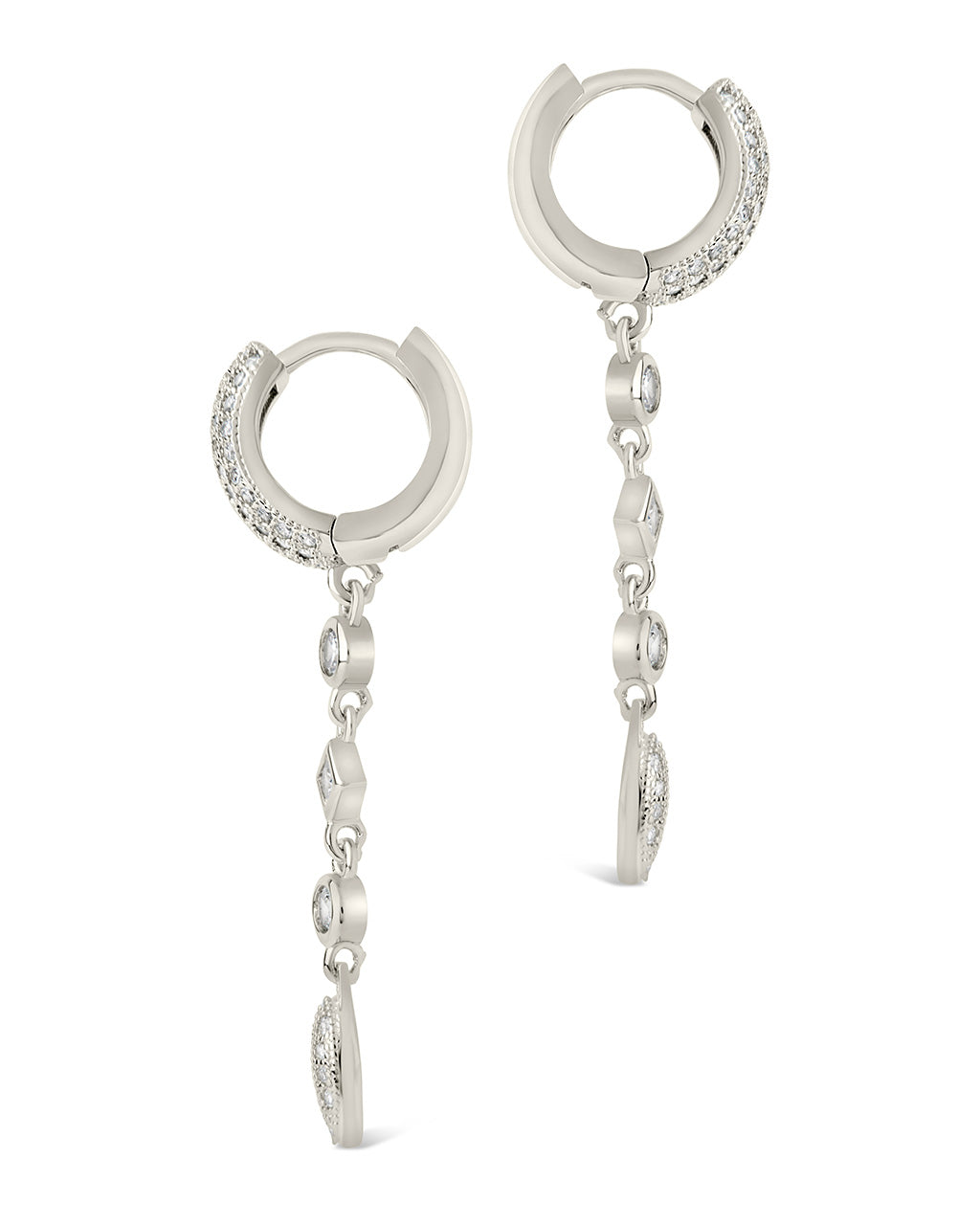 Malin CZ Drop Hoop Earrings - Sterling Silver Dangle Earrings for Women, Elegant Cubic Zirconia Jewelry Gift | Perfect for Parties, Weddings & Everyday Wear