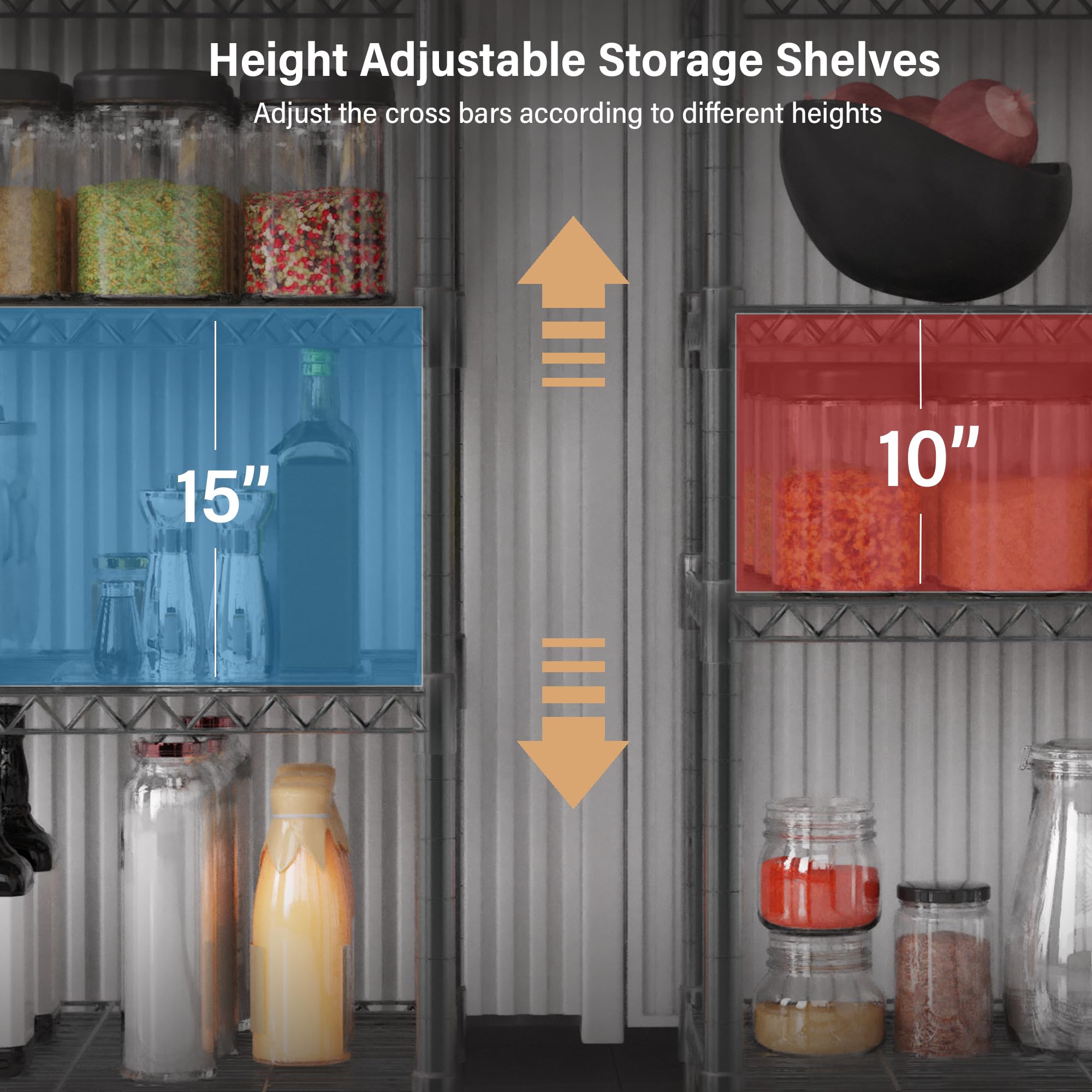 3-Tier Heavy Duty Steel Storage Rack - Adjustable Grey Metal Shelving Unit for Pantry, Kitchen, Closet & Warehouse Organization - Space Saving Home & Office Storage Solution
