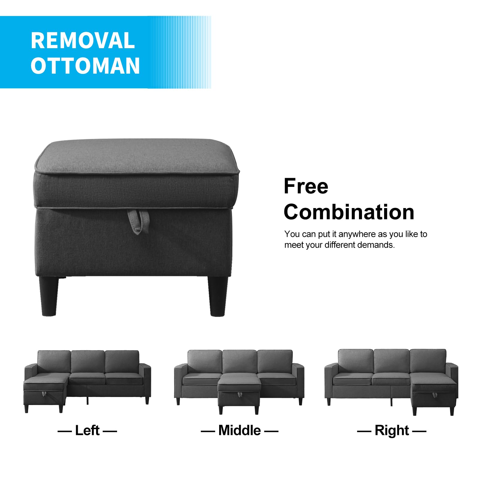 2-Piece L-Shaped Modular Sectional Sofa Set with Chaise & Storage - Modern Living Room Couch & Armchair Set for Small Spaces, Apartments, and Family Gatherings