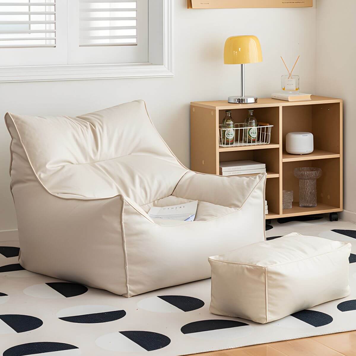 Premium Oversized Faux Leather Bean Bag Chair with Polypropylene Fill - Perfect for Living Room, Bedroom, Game Room & Dorm Relaxation