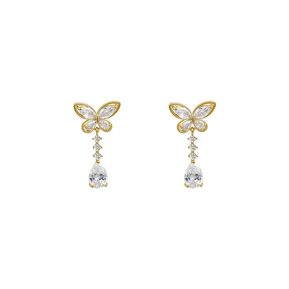 Bling Butterfly Crystal Drop Earrings for Women - Elegant Dangle Earrings with Sparkling Rhinestones | Perfect for Parties, Weddings & Special Occasions | S0643