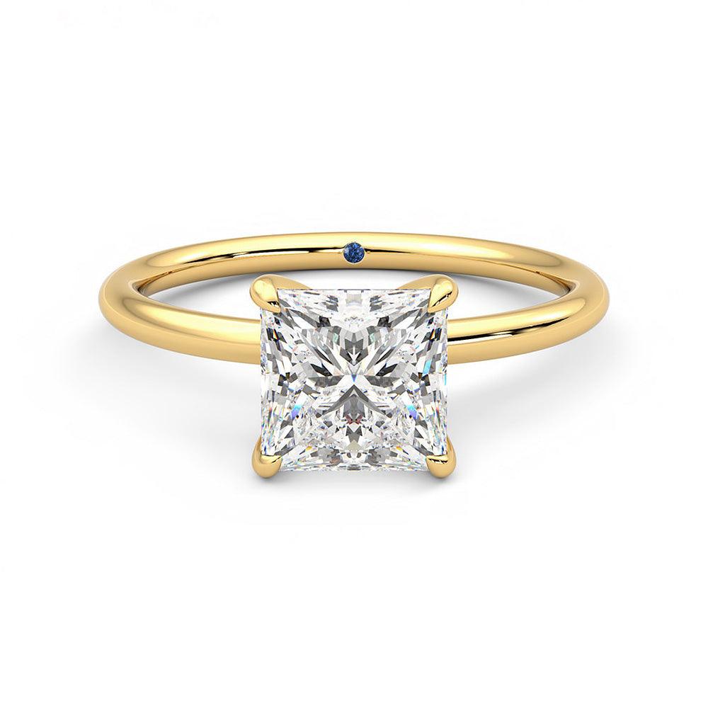 Princess Cut Moissanite Solitaire Engagement Ring with Hidden Anniversary Stone - Perfect for Proposals, Weddings & Anniversary Gifts