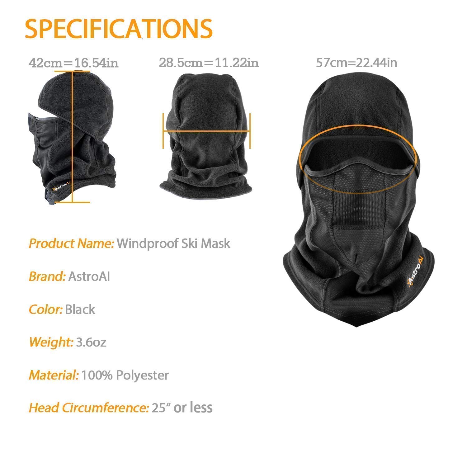 AstroAI Ski Mask Balaclava - Windproof & Breathable Cold Weather Face Cover for Skiing, Snowboarding, Motorcycling (Polar Fleece, Black & Navy Blue Bundle) - Perfect for Winter Sports & Outdoor Activities