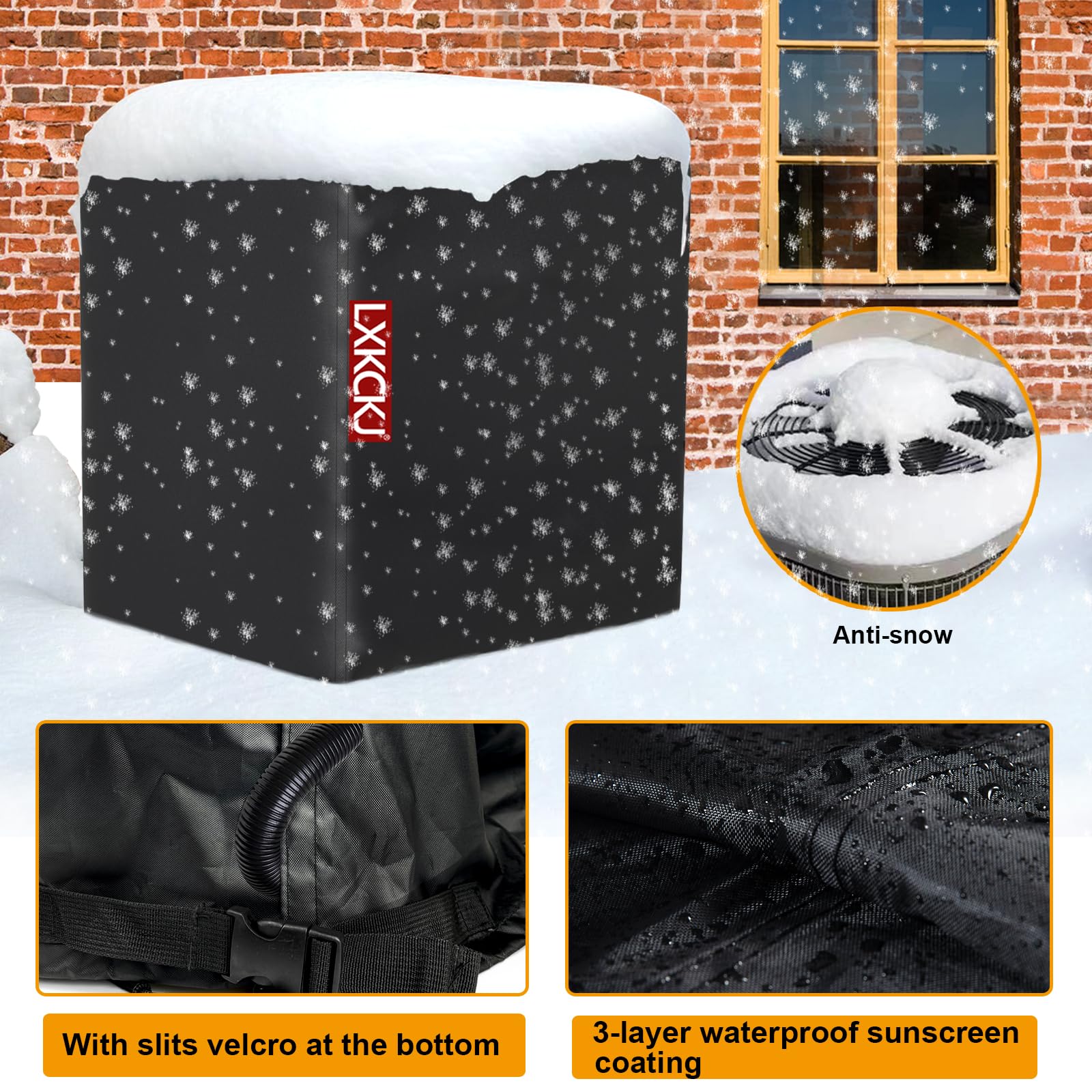 420D Waterproof Air Conditioner Cover for Outside Units - Durable Winter Protection Cover for Window AC, HVAC & Condenser Units (28''L x 28''W x 32''H, Black) - Perfect for Home, Office & Seasonal Storage