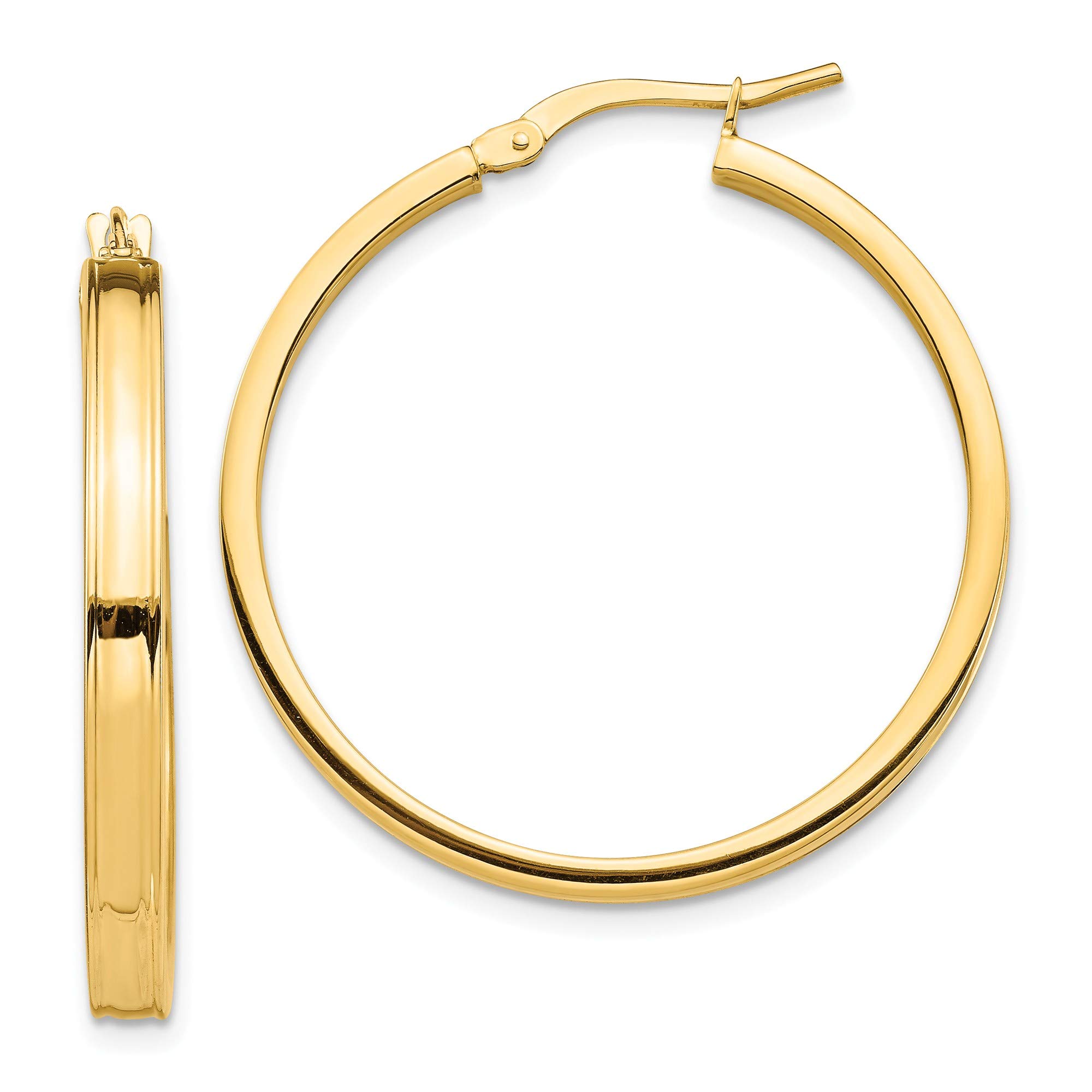 14K Yellow Gold 3mm Square Tube Hoop Earrings - Polished Finish for Women | Perfect for Everyday Wear, Date Night & Special Occasions