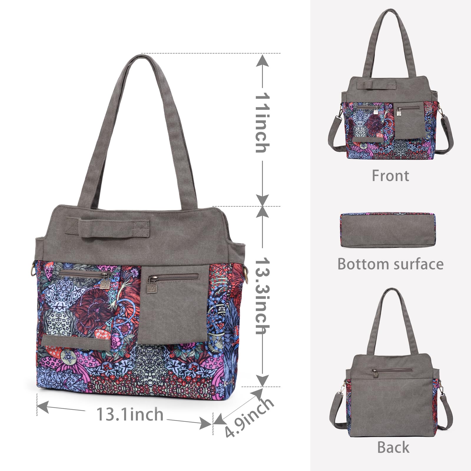 Black Butterfly Boho Large Capacity Canvas Crossbody Sling Backpack - Personalized Printing Women's Tote Handbag for Travel, Shopping & Everyday Use