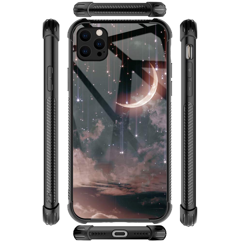Shockproof iPhone 12 Pro Max Case - Soft TPU Bumper with Reinforced Corners, Non-Slip Grip, Protective Cover for Women (Crescent Nebula Design) - Perfect for Daily Use, Work & Outdoor Activities