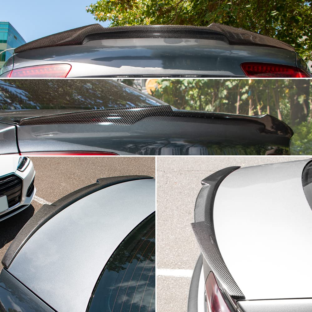 AeroBon Real Carbon Fiber Trunk Spoiler for 2008-2011 Audi A4 B8 Sedan | MV Style Rear Wing | High Gloss Finish | Enhances Aerodynamics & Style for Sports Car Enthusiasts
