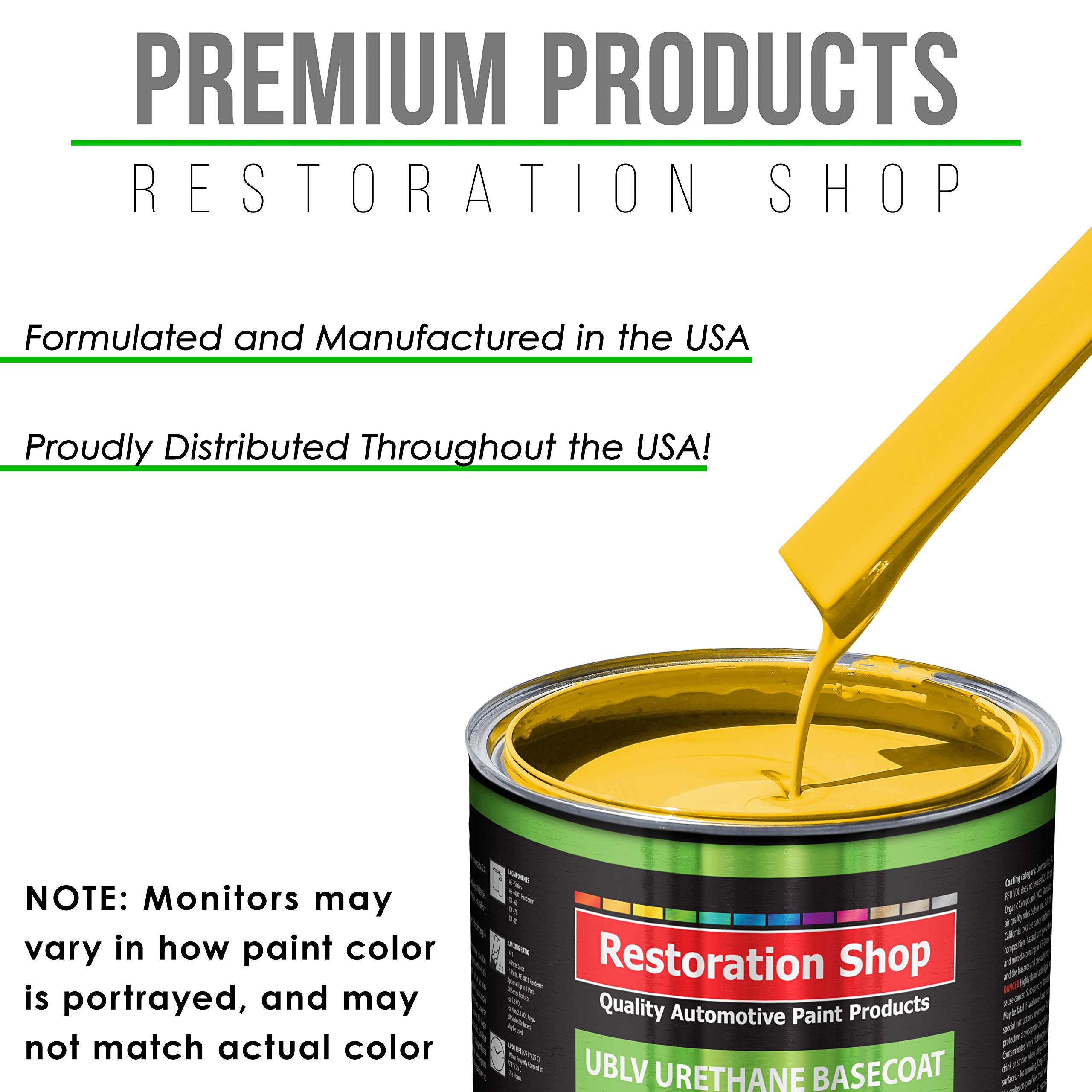 Restoration Shop Sunshine Yellow Low VOC Urethane Basecoat Auto Paint - 1 Quart High Gloss Professional Automotive Refinish Coating for Cars & Trucks | Perfect for DIY Auto Restoration & Touch-Up Projects