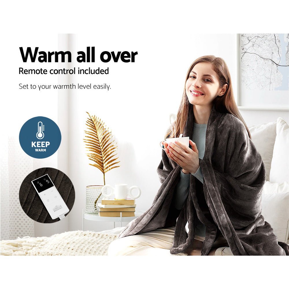 Electric Heated Throw Blanket - Ultra Soft & Cozy Chocolate Brown Flannel - Perfect for Winter Nights, Office, and Travel Use