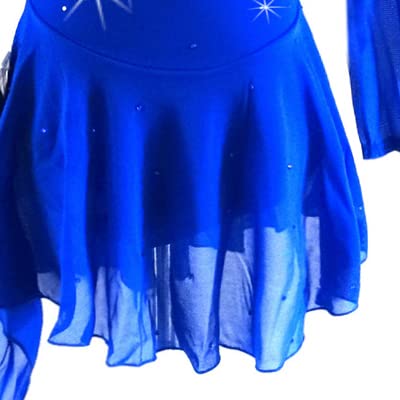 LIUHUO Blue Ice Figure Skating Dress for Girls & Women - Backless Long-Sleeve Beaded Competition Dress with Rhinestones | Perfect for Ice Shows, Performances & Dance Recitals