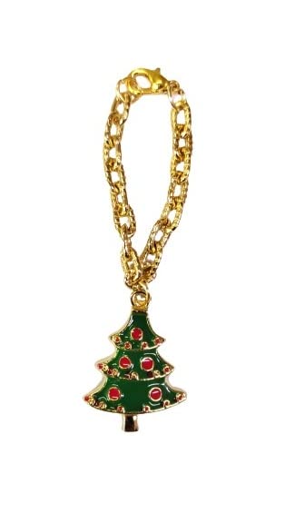 Sturdy Gold Chain with Christmas Tree Pendant Watch Charm - Elegant Watch Accessories Gift for Women & Girls - Perfect for Christmas Gifts, Holiday Parties & Festive Occasions