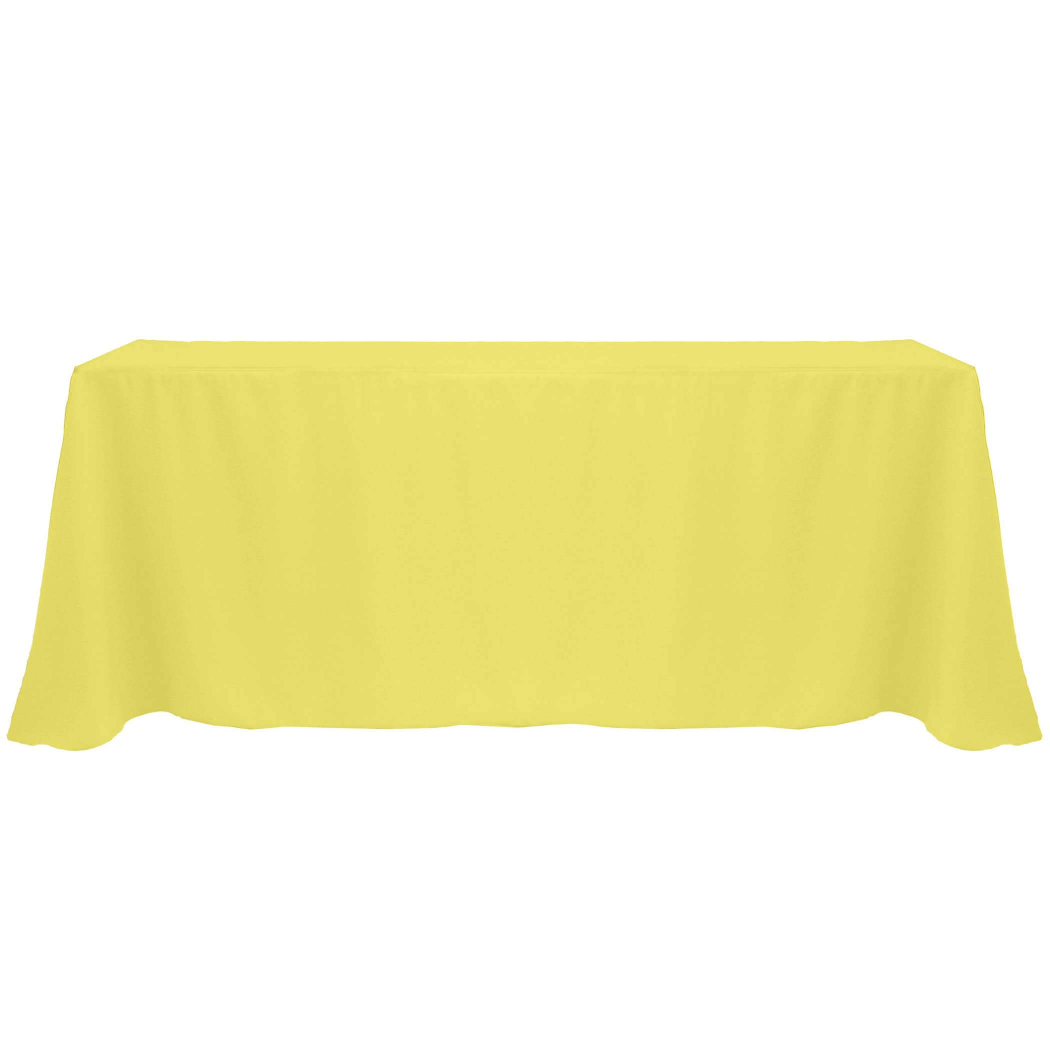 5-Pack 108 x 132 Inch Rectangular Polyester Linen Tablecloth with Rounded Corners - Lemon Yellow | Durable & Wrinkle-Resistant | Perfect for Weddings, Banquets & Restaurant Dining