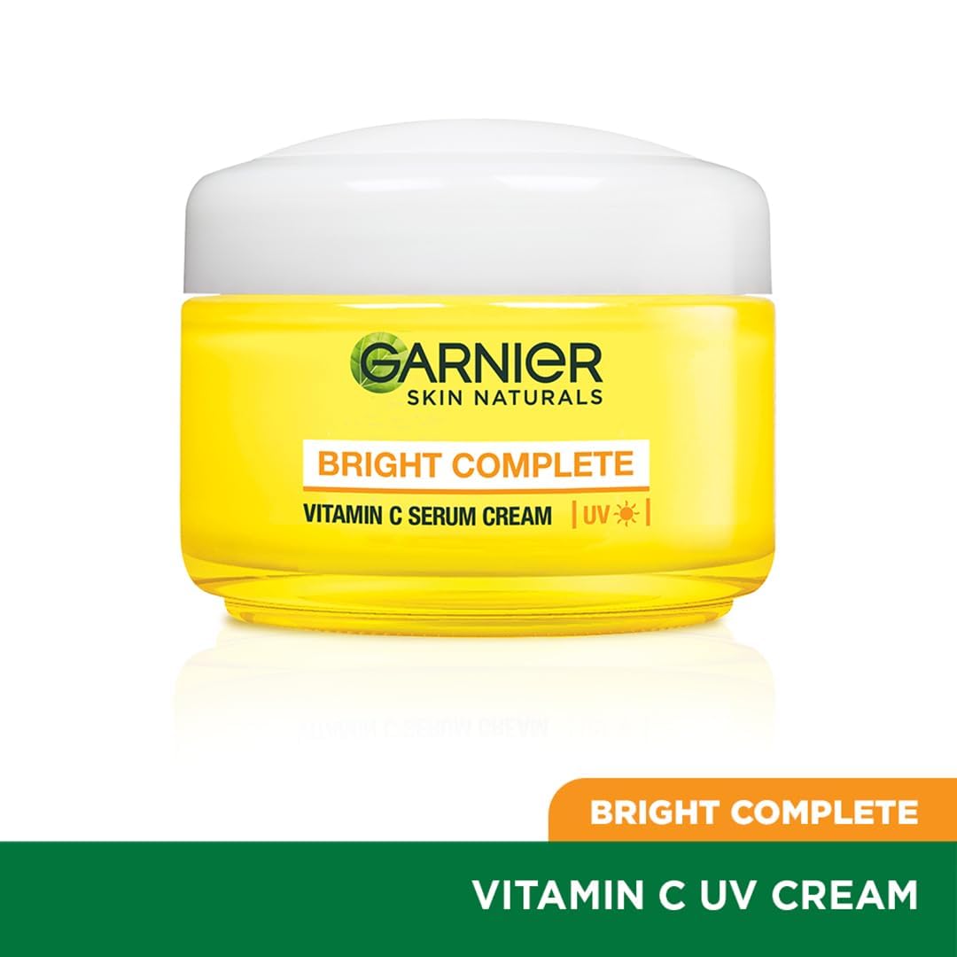 Garnier Skin Naturals Anti-Aging Cream 18g + Bright Complete Vitamin C UV Serum 23g + Vitamin C Foam Face Wash 50g - 3-Piece Skincare Set for Wrinkle Reduction & Brightening | Day & Night Moisturizing Routine