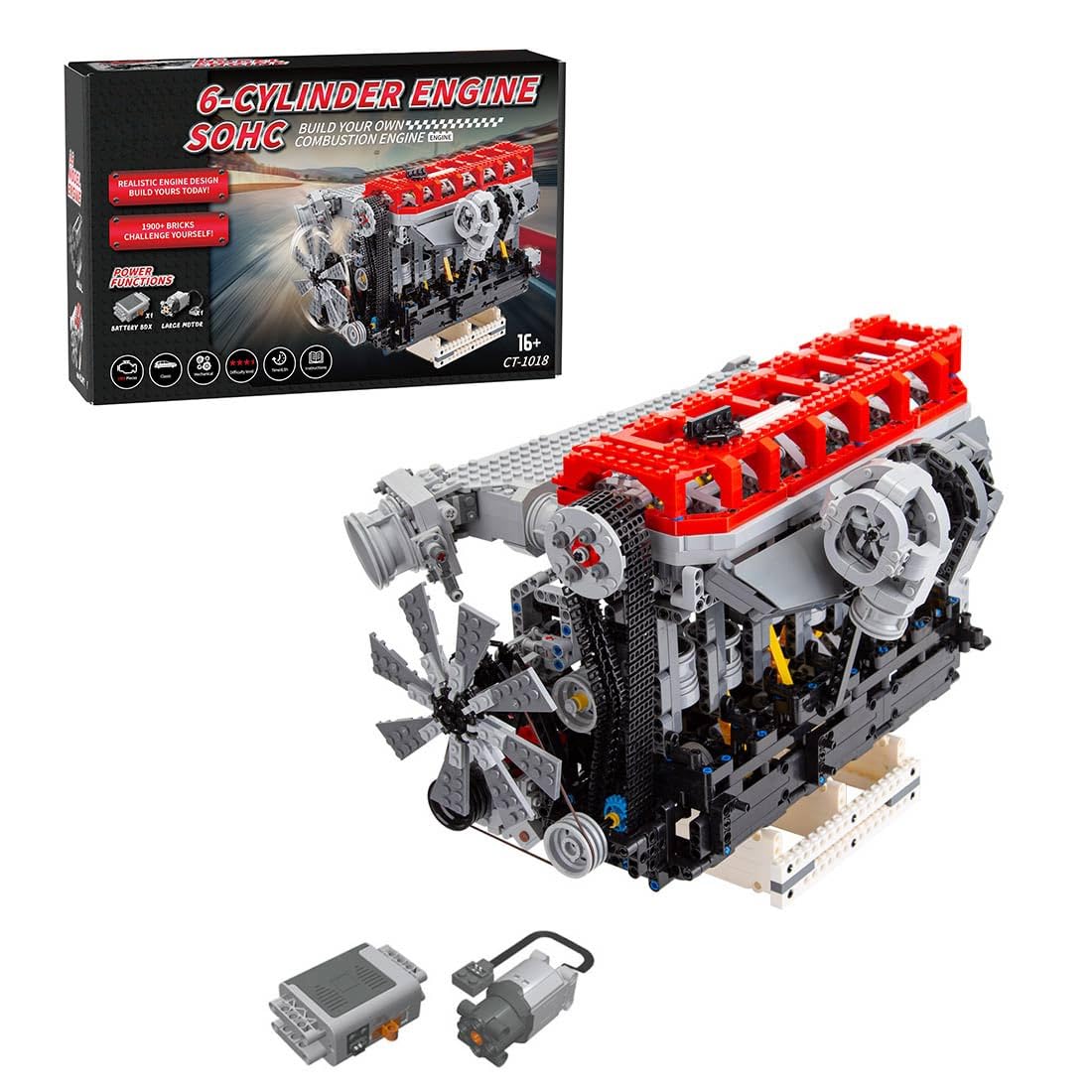 Kooteyybhyy Inline 6 Cylinder Engine Model Building Kit - 2013PCS Mini SOHC Turbocharged Engine Bricks with Working Mechanism, STEM Educational Toy for Adults | Perfect Gift for Car Enthusiasts & DIY Engine Builders (Great for Birthday, Office Display, and STEM Learning Projects)