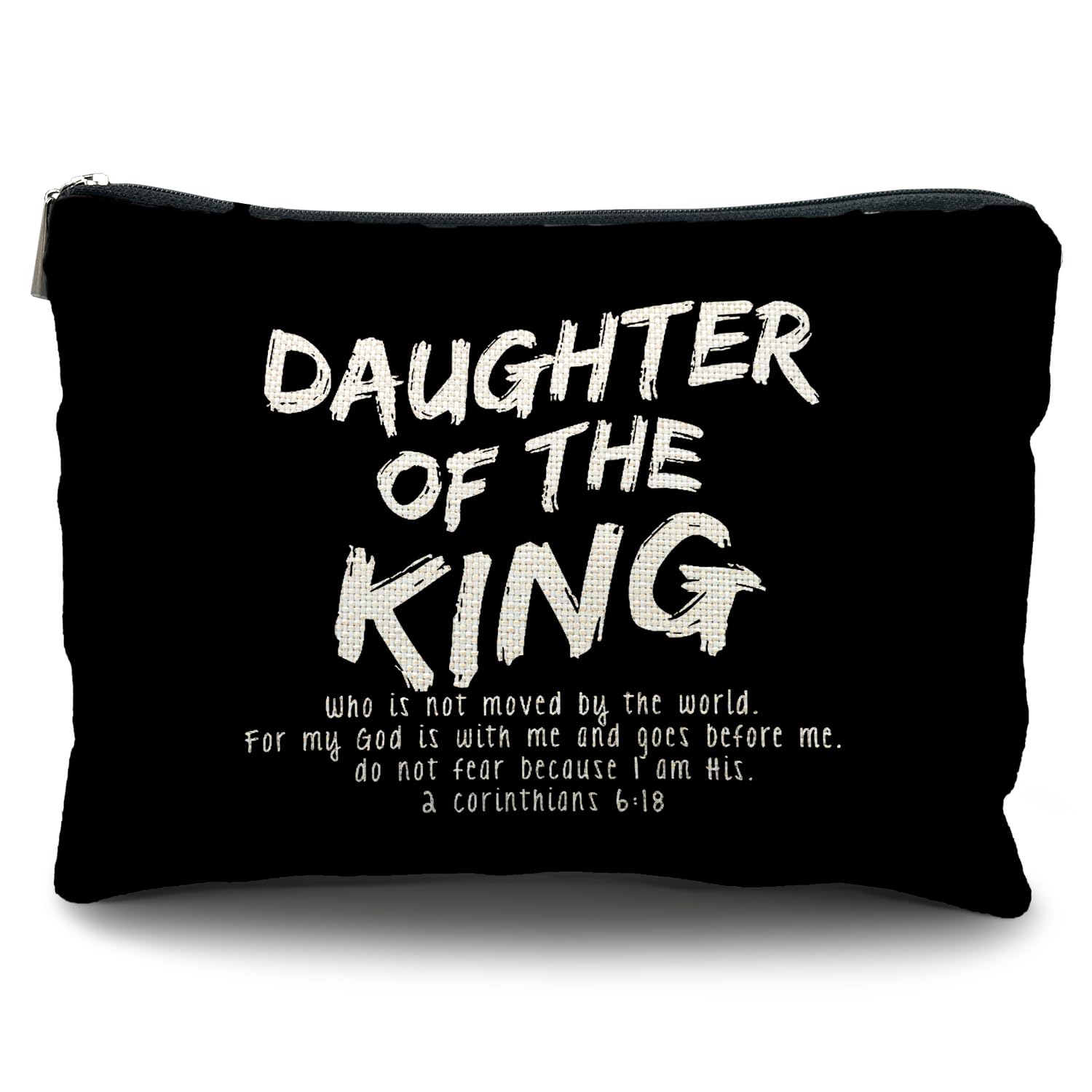 Christian Makeup Bag - Bible Verse Cosmetic Pouch for Women & Girls (Black) - Inspirational Faith Gift