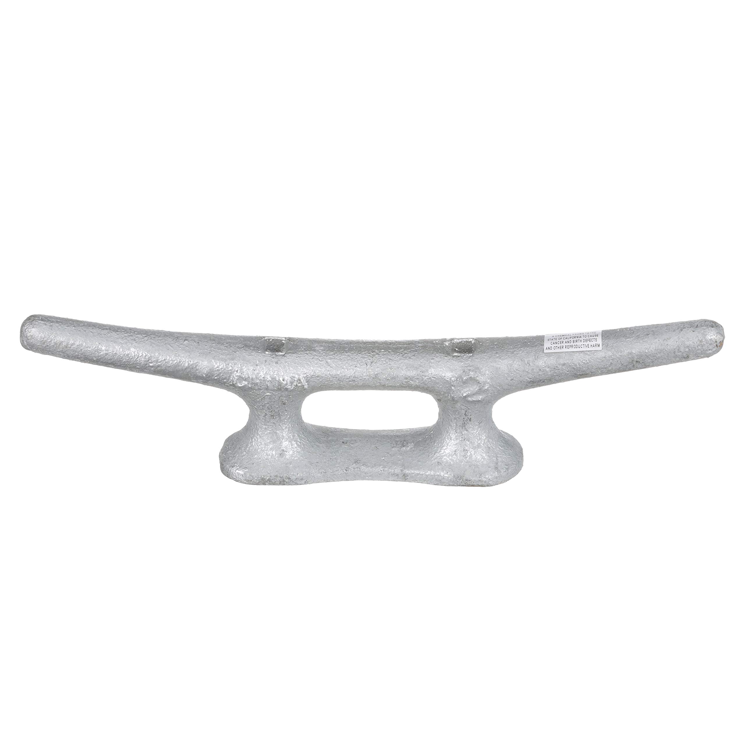 Seachoice 12-Inch Galvanized Gray Iron Open Base Dock Cleat - Heavy Duty Marine Boat Cleat for Docking, Mooring & Securing Vessels - Perfect for Boats, Docks & Marinas