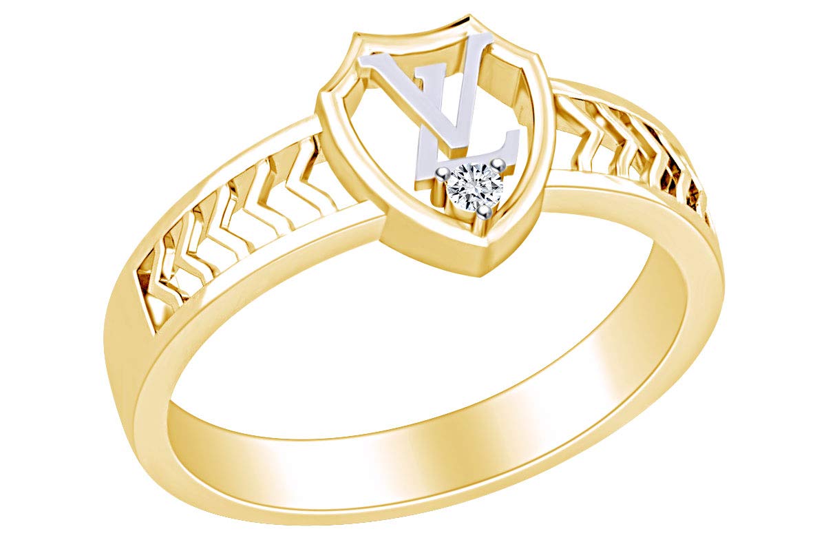 Round White Natural Diamond Accent V & L Alphabet Two Tone Ring - Elegant Jewelry for Women, Perfect for Engagements, Anniversaries & Special Occasions