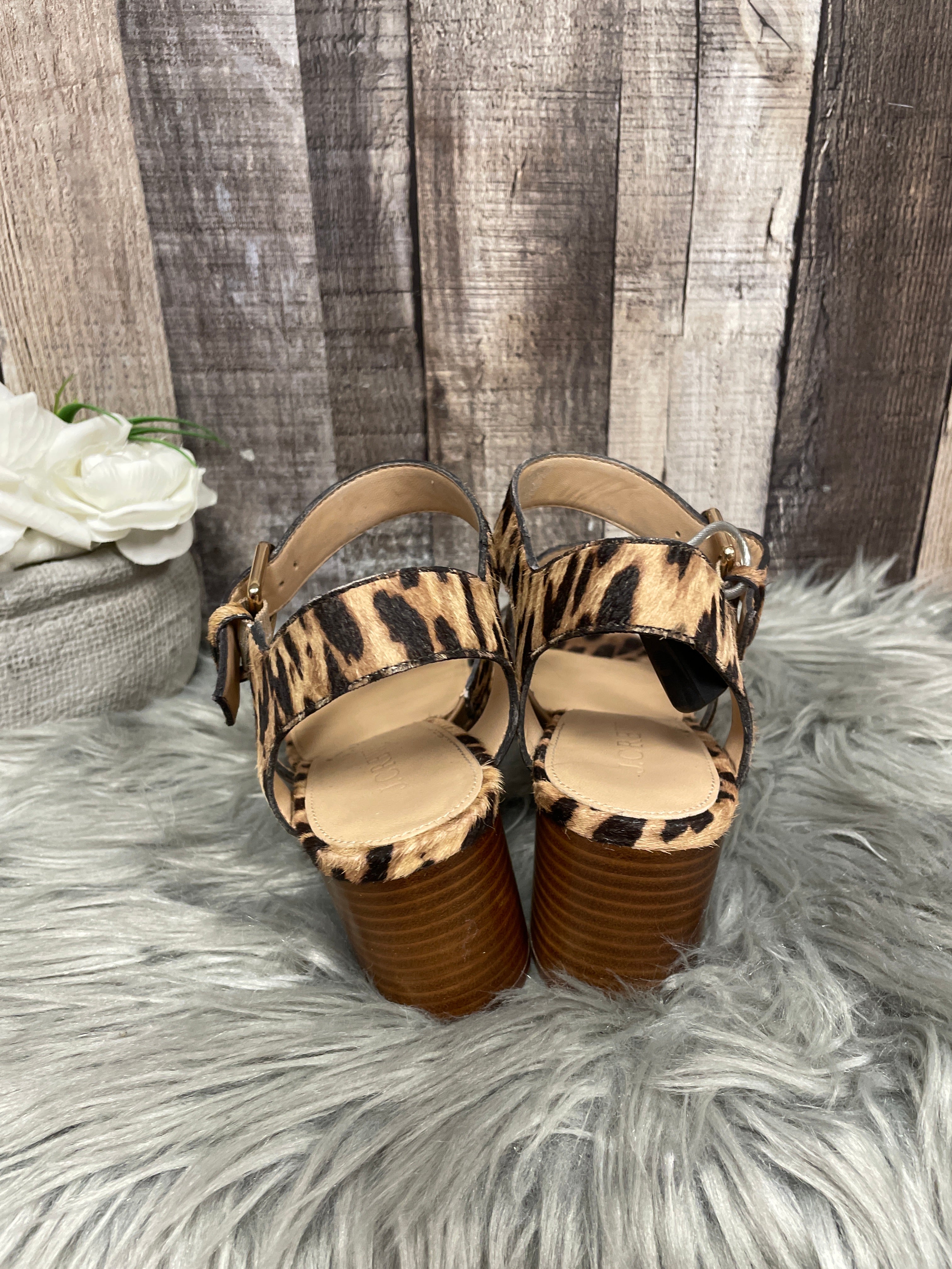 J. Crew Animal Print Sandals with Block Heels - Women's Size 8 | Comfortable Summer Shoes for Beach, Vacation & Casual Outings