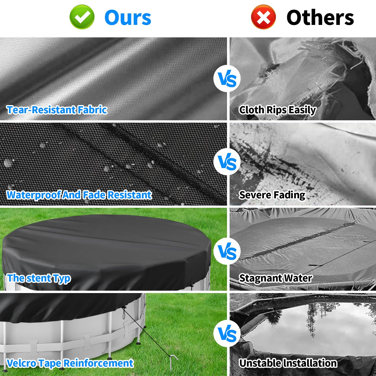 21 Ft Round Solar Pool Cover for Above Ground Pools - Heavy Duty Winter Pool Protector with PE Tarp - Waterproof & Dustproof Black Cover - Perfect for Winter Protection & Summer Heat Retention