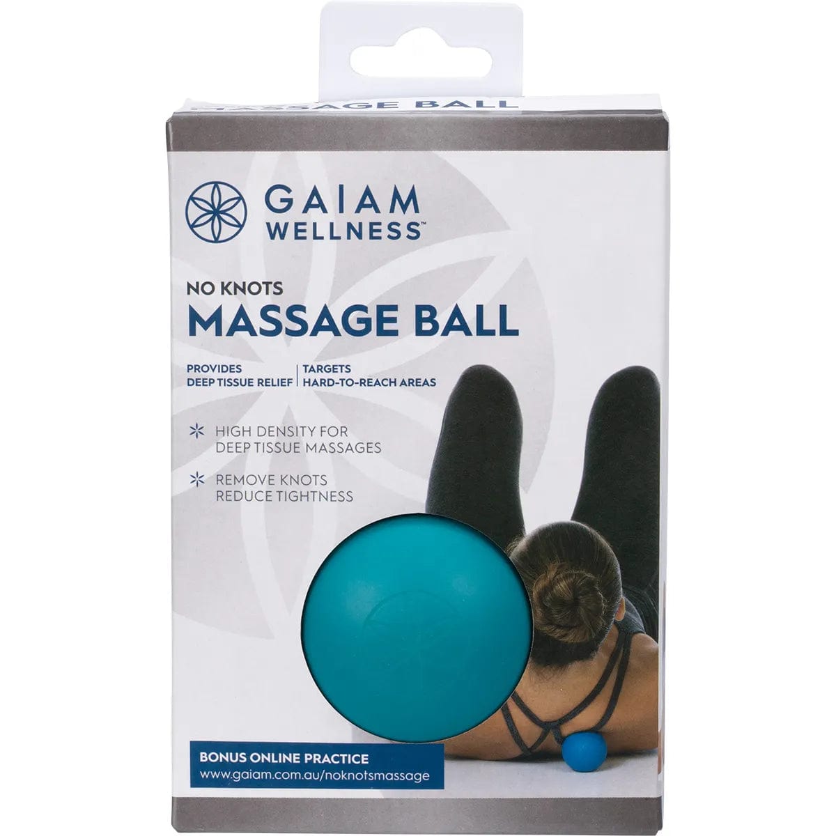 GAIAM No Knots Massage Ball for Muscle Pain Relief - Self Myofascial Release Therapy Tool for Back, Neck, Shoulder & Foot - Perfect for Athletes, Yoga & Post-Workout Recovery